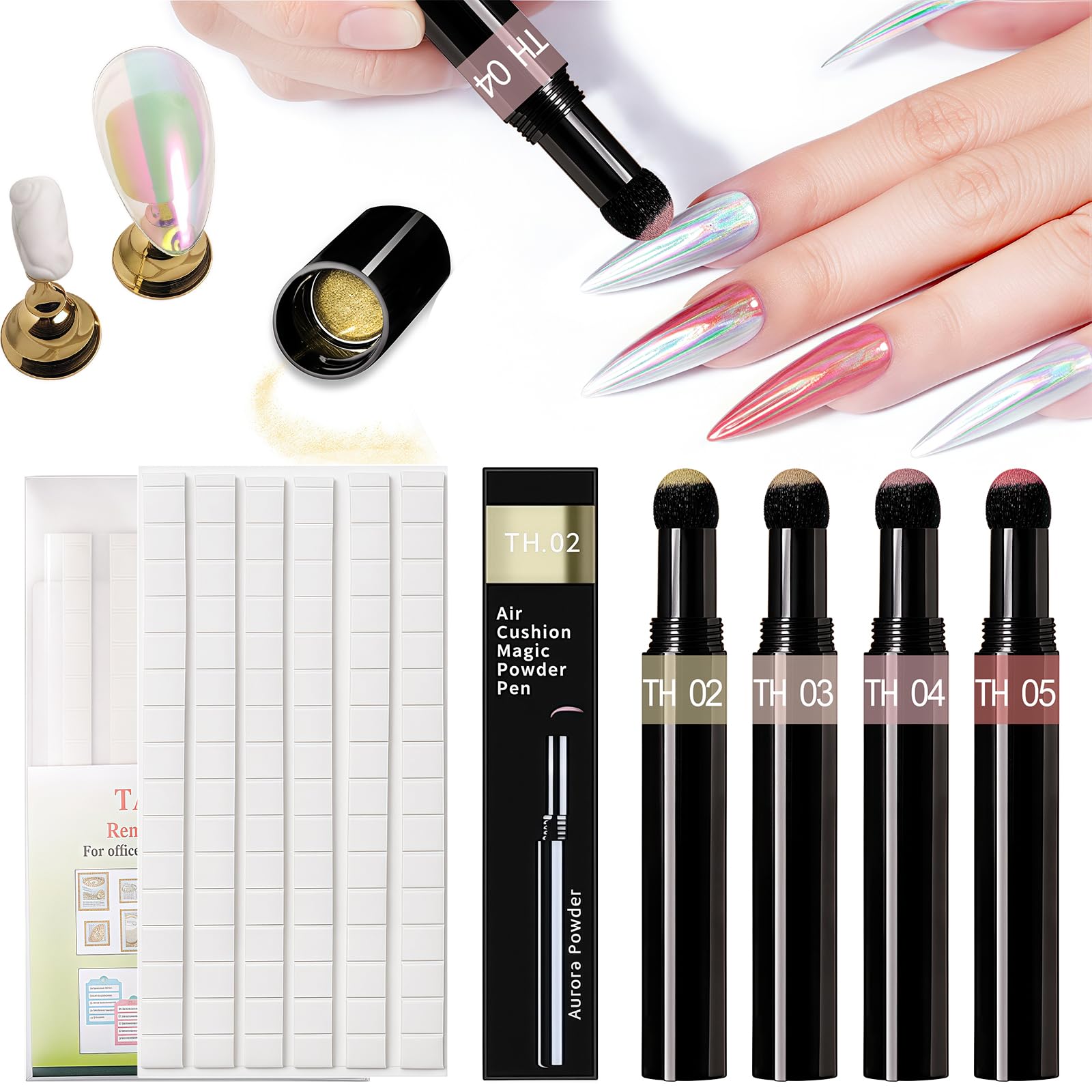 【送料無料】Doyime ミラーパウダーペン【4色+粘土96個】ミラーネイルペングリッター ネイルペン スティックタイプ 固形 適切なパウダーアート ソリッド ...