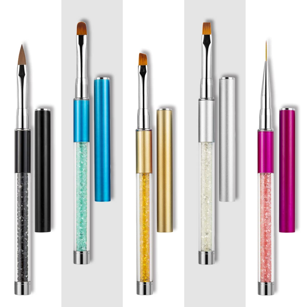 【送料無料】ネイルブラシセット 筆 ジェルネイル セルフネイル 5本セット キャップ付き 使いやすい 柔..