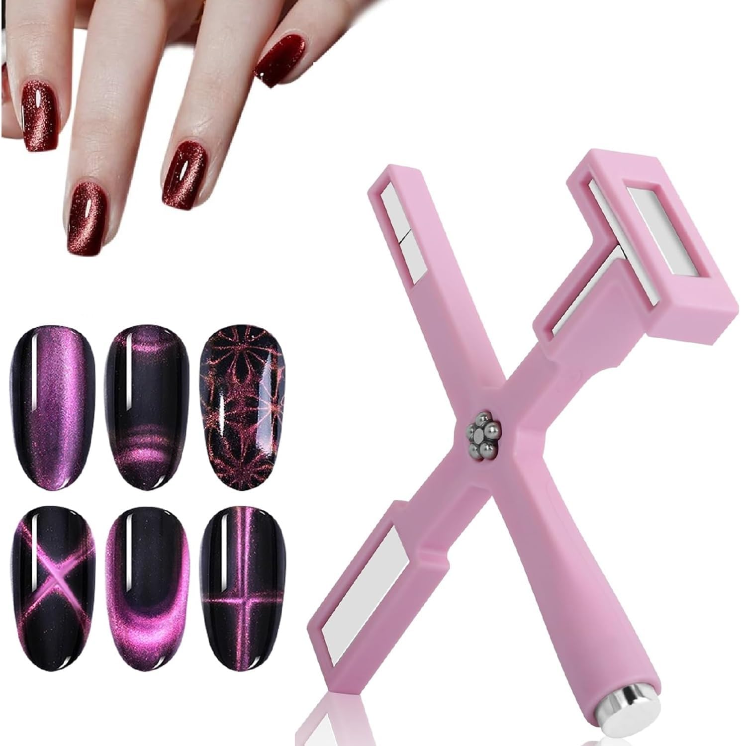 【送料無料】ネイル用マグネット マグネットネイル 磁石 5In1 ブラック 強力磁石タイプ 猫の目のような..