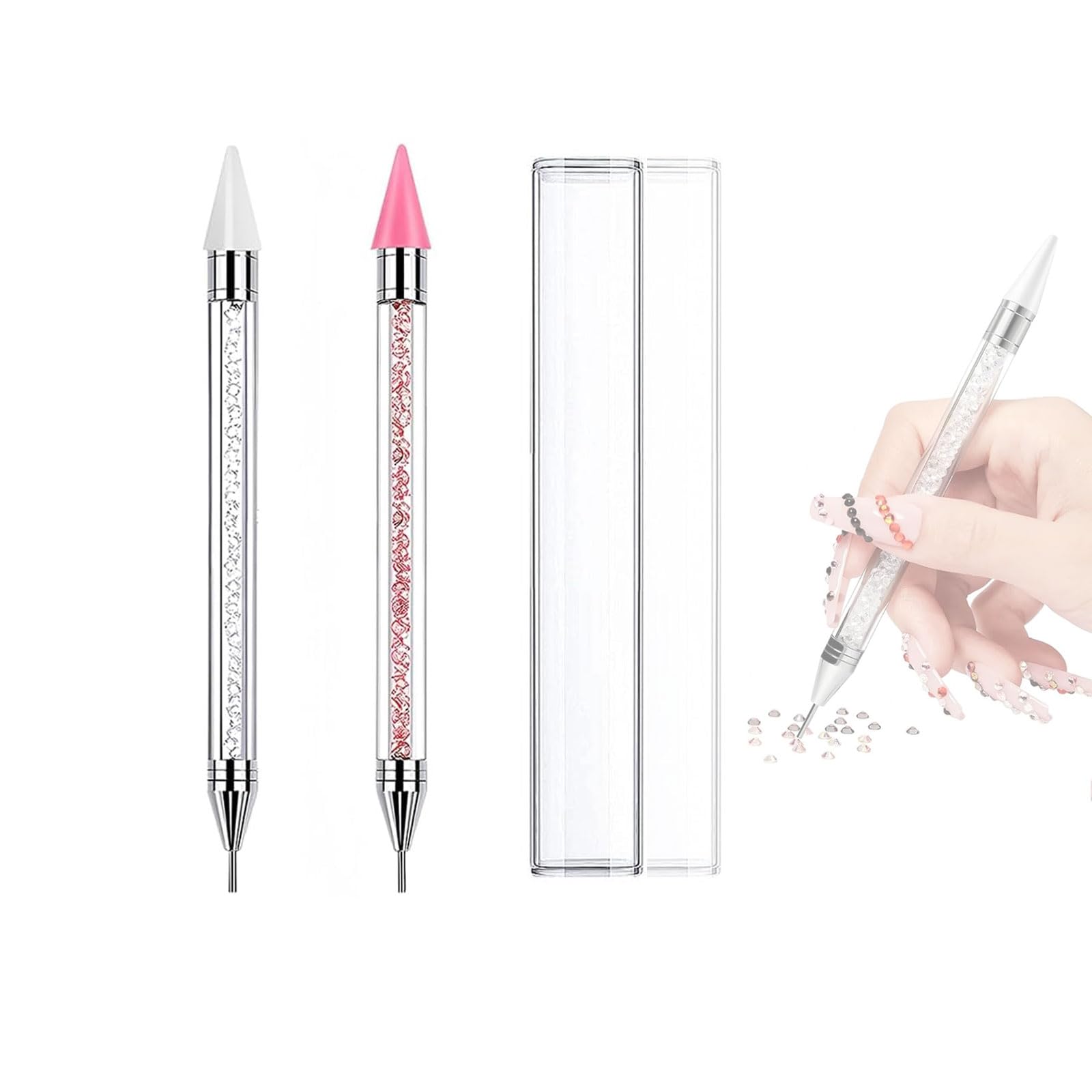 【送料無料】Mirhua ラインストーンピッキングペン 2本セット ネイルデザイン 装飾ツール ダイヤモンドペインティングペン ネイルデコレーションペン 両端で...