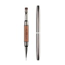 【送料無料】ジェルネイル用 ダブルヘッド多機能ブラシ, 木製ハンドル, ネイルアート用ストライピング&ラウンドチップ, キャップ付き QT-184 色:ショート...