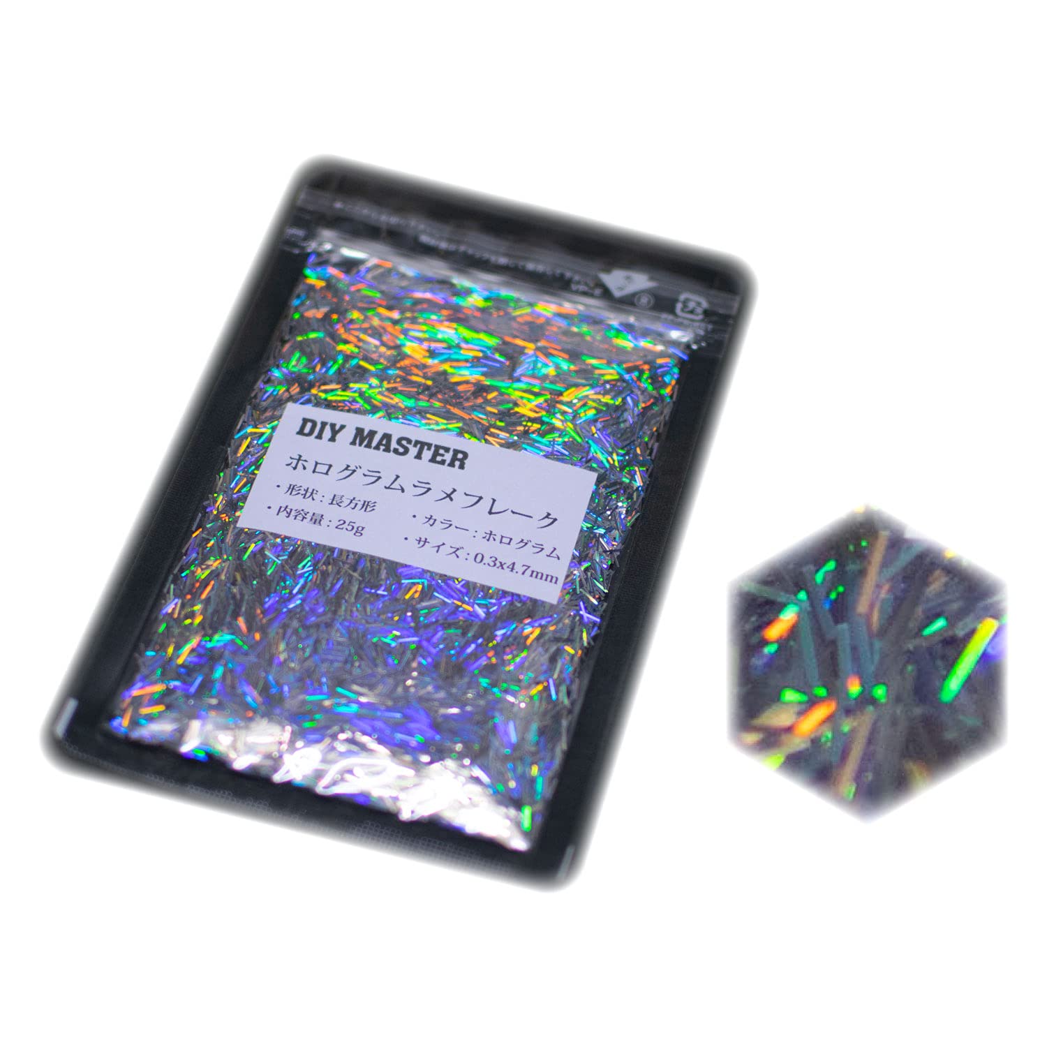 【送料無料】DIY MASTER レインボー ラメ フレーク 0.4mm 50g 色：4.ホログラムラメフレーク、サイズ：..