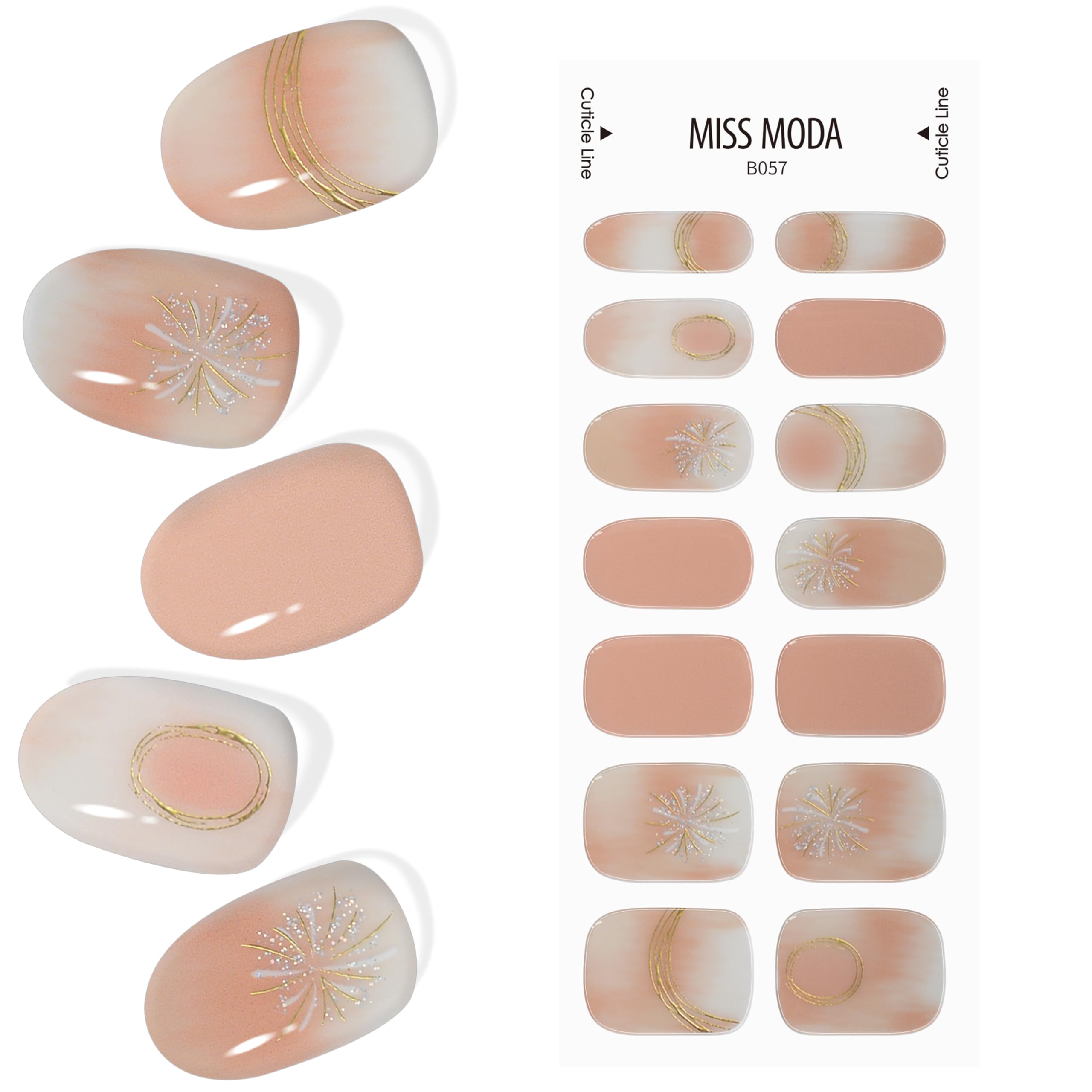 【送料無料】MISS MODA ジェルネイルシール 硬化タイプ 14枚 手用 ネイルシール 貼るだけ ネイルパーツ..