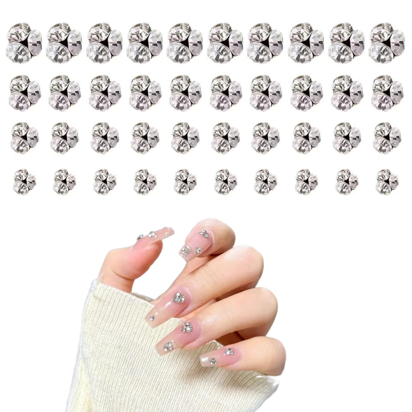 【送料無料】Jravezt ネイルパーツ 4種類 40個セット ネイル ラインストーン 立体 キラキラ ネイルストーン ガラス製 デコパーツ ネイル装飾 DIY...