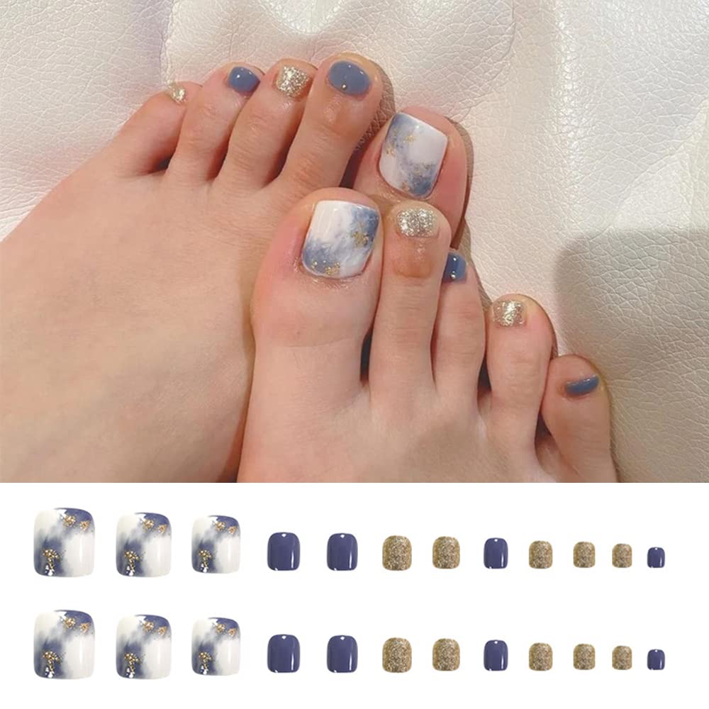 【送料無料】Turkalla ネイルチップ 足用 24枚入 12別サイズ 3D立体感 ダイヤモンド飾り 贅沢貼るだけ..