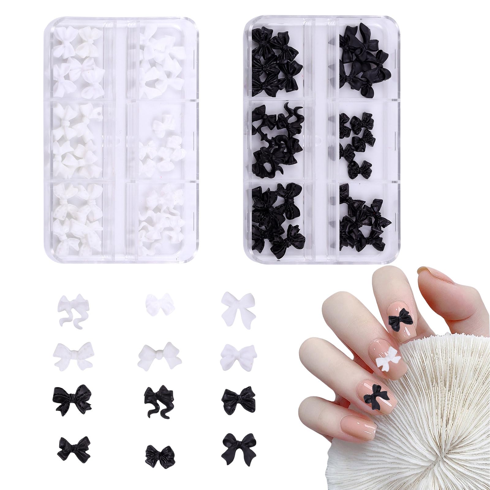 【送料無料】ネイルパーツ リボン 60個セット 3D立体 可愛い 蝶結び カラフル レジン用 ジェルネイル ..