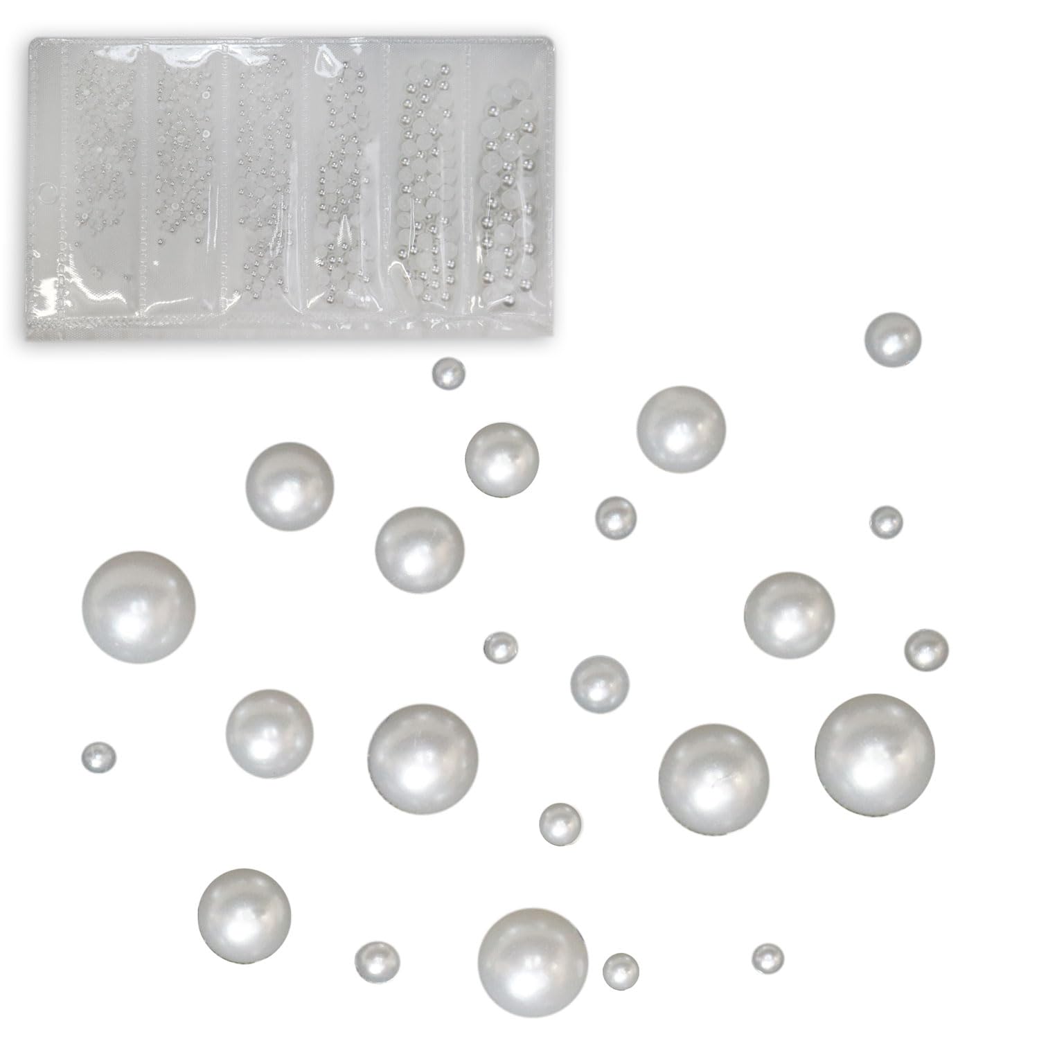 【送料無料】ネイルパーツ 6サイズ 大容量 立体 ネイルアート セット きらきらぷんぷん丸 色:パール ホワイト、サイズ:1.5mm, 2mm, 2.5mm, ...