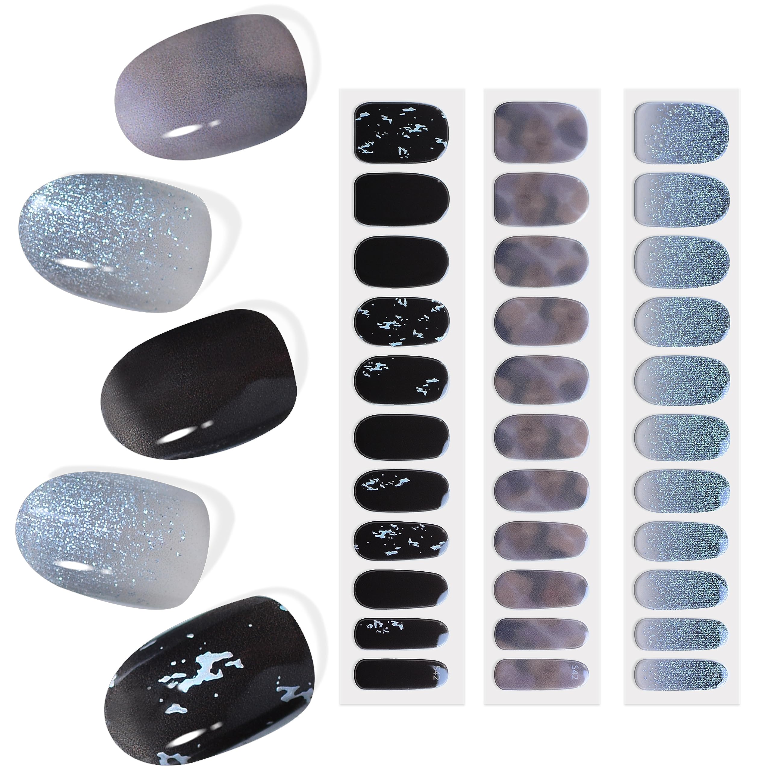 【送料無料】MISS MODA 薄型ジェルネイルシール 半硬化タイプ 33枚 手用 ネイルシール 硬化タイプジェルネイルシール 貼るだけ 簡単ネイル 貼るネイル 人気デザイン 色：黒い空