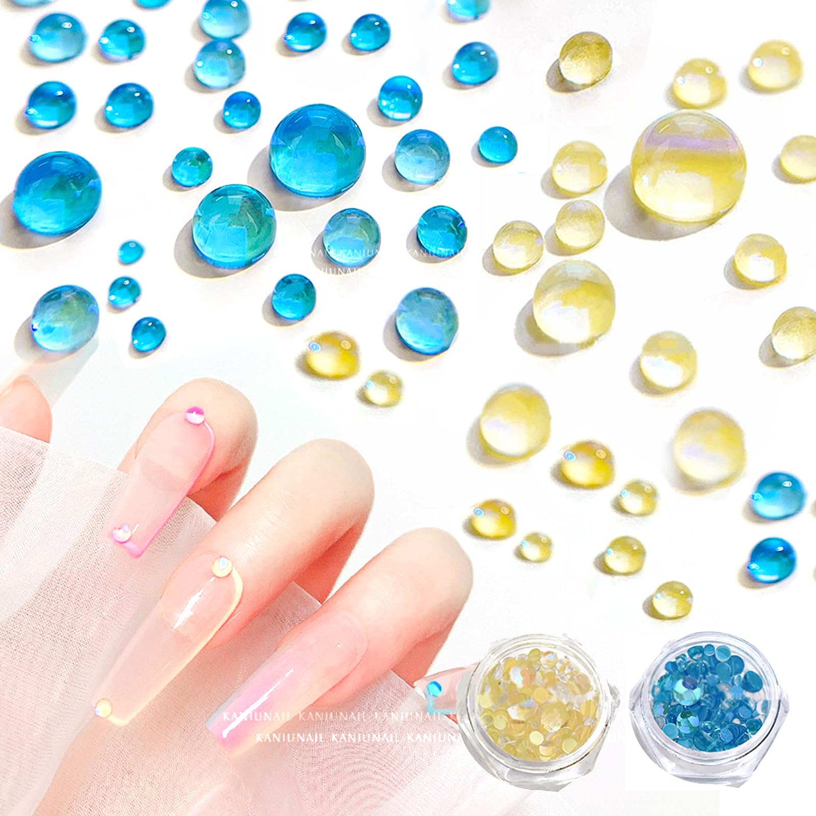 【送料無料】QuickYen ネイルパーツ クリア ラインストーン 2色 約400個セット半球型 ネイルアート ガラス ネイル デコ パーツ オーロラ 3D 大...