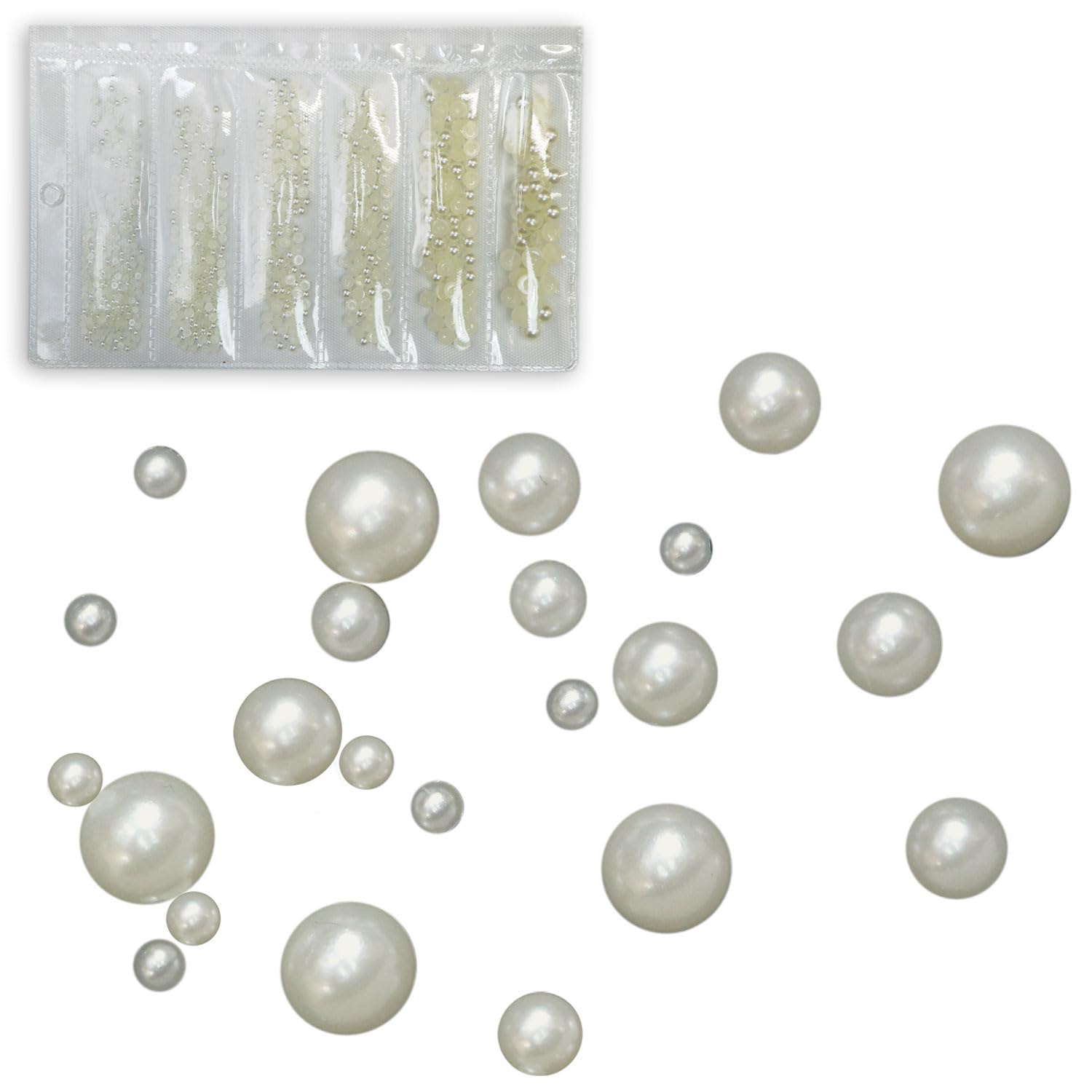 【送料無料】ネイルパーツ 6サイズ 大容量 立体 ネイルアート セット きらきらぷんぷん丸 色:パール ベージュ