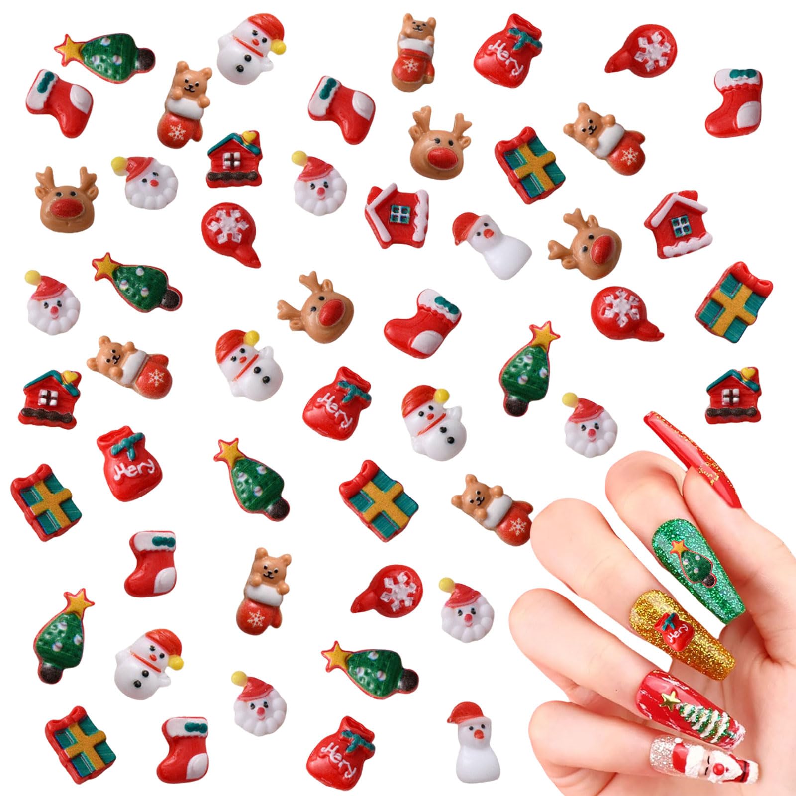 【送料無料】クリスマス ネイルパーツ 100個セット 3D 立体 可愛い サンタクロース クリスマスツリー ..