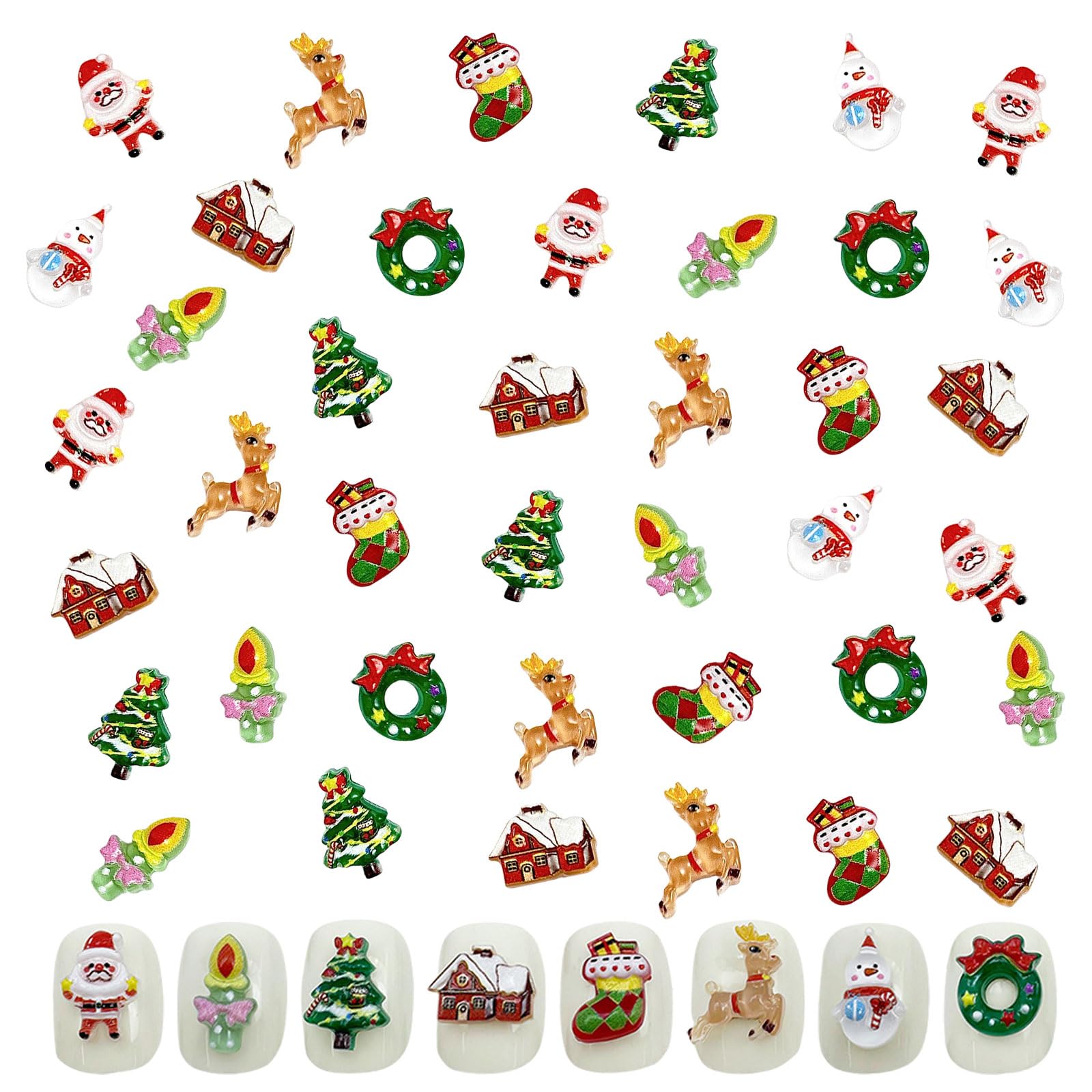 【送料無料】クリスマス ネイルパーツ 100個セット 3D 立体 可愛い サンタクロース クリスマスツリー ..
