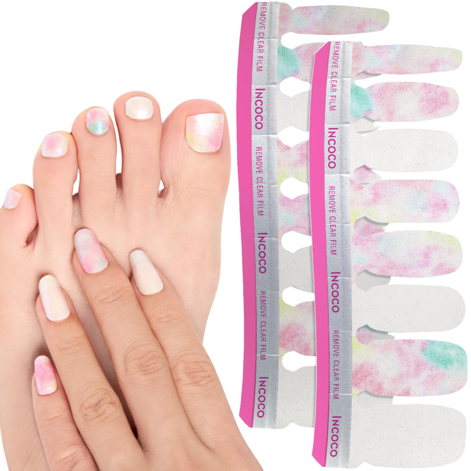 【送料無料】INCOCO インココ ネイルシール 貼るだけ マニキュア 硬化不要 タイダイ スカイ Tie-Dye Sky ラメ ハンド&フット兼用 速乾 ペディキュア セルフネイル 色：マルチ