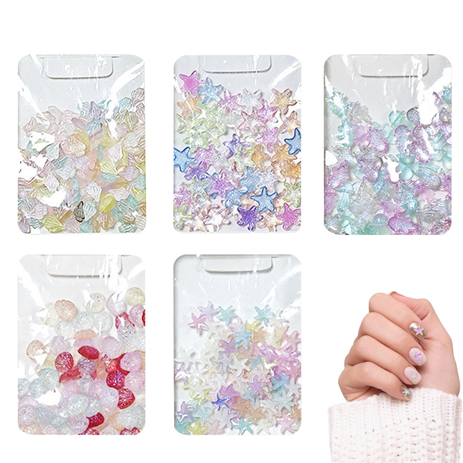 【送料無料】PAVIKE ネイルパーツ 夏 貝殻 パーツヒトデ 海の生き物(約250個)レジン パーツ ネイルパー..