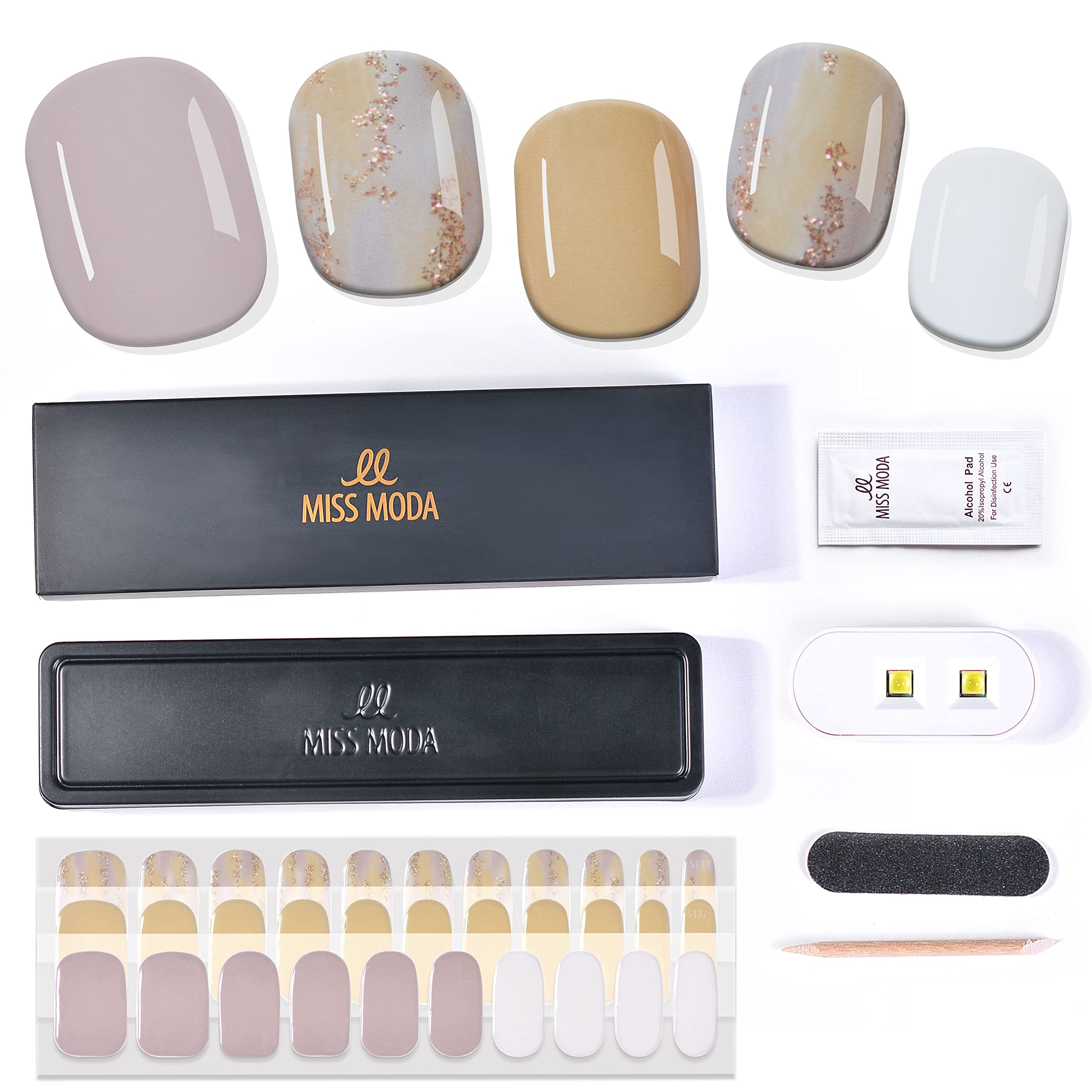 【送料無料】MISS MODA ジェルネイルシール 硬化タイプ 超Miniジェルランプ付いた4点ジェルネイルセッ..