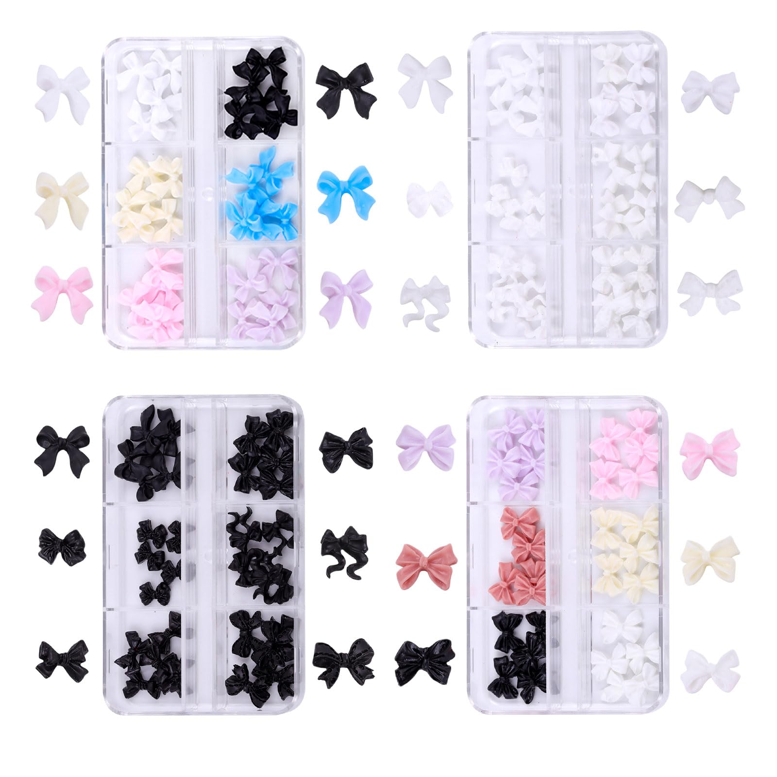 【送料無料】ネイルパーツ リボン 60個セット 3D立体 可愛い 蝶結び カラフル レジン用 ジェルネイル ..