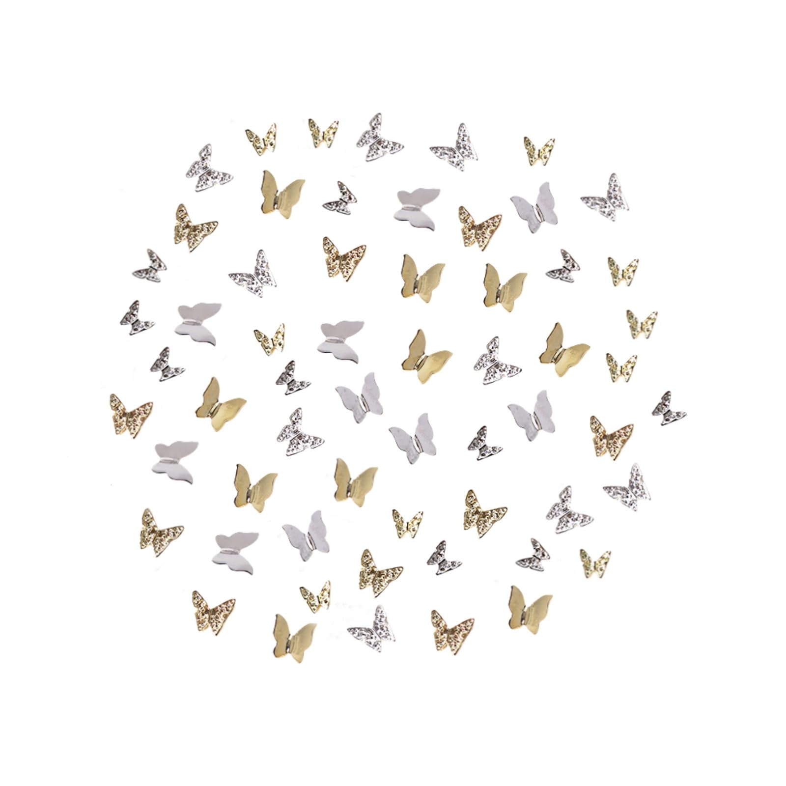【送料無料】Yuzhiye ネイルパーツ 蝶々 60個セット 立体 蝶 メタル パーツ 可愛い シルバー ゴールド ..