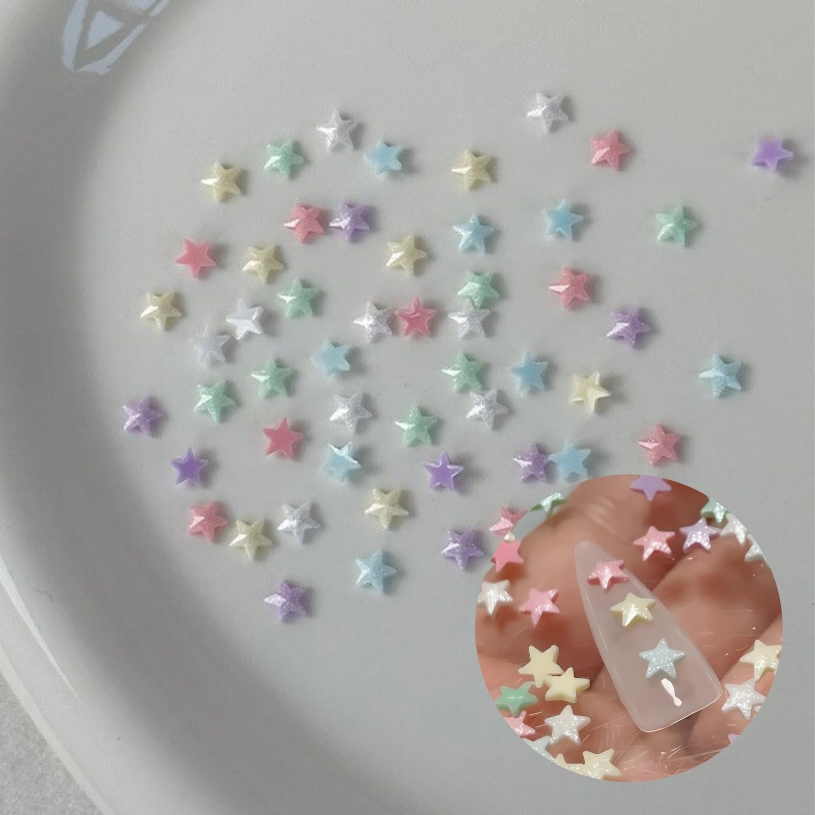 【送料無料】trekko ネイルパーツ 星 パステル カラフル デコパーツ レジン 約45粒 色：ランダムカラー