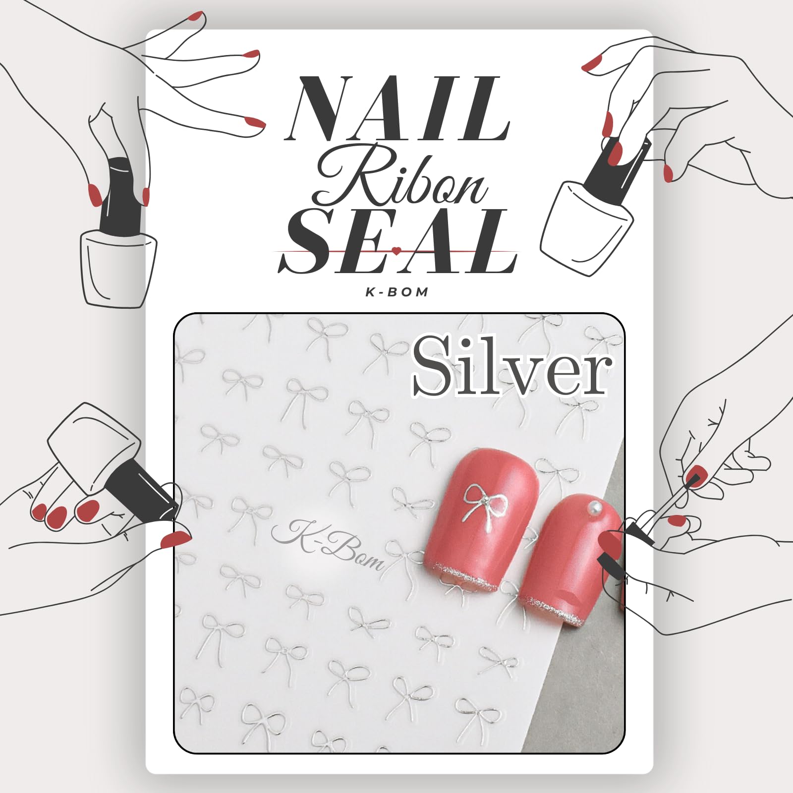 【送料無料】K-Bom ネイルパーツ シール ネイルシール リボン 張るだけ ネイルチップ ネイルアート ジ..