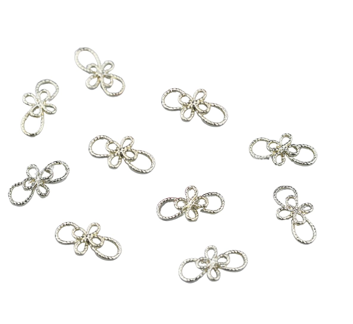 【送料無料】ネイルパーツ 水引き 和風 メタル リボンデザイン 10個セット カラー 金 銀 QT-180 色：A.白銀