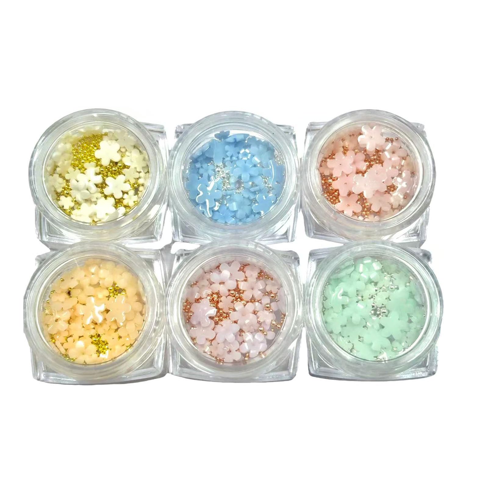 【送料無料】Mirhua ネイルパーツ ネイルデザイン 3D 立体 花 アクセサリー レジン ネイルアート 手作り セット ネイルパーツ 花 （6個入り、6色花） 色：ホワイト，ピンク，ブルー，グリーン，パープル，オレンジ