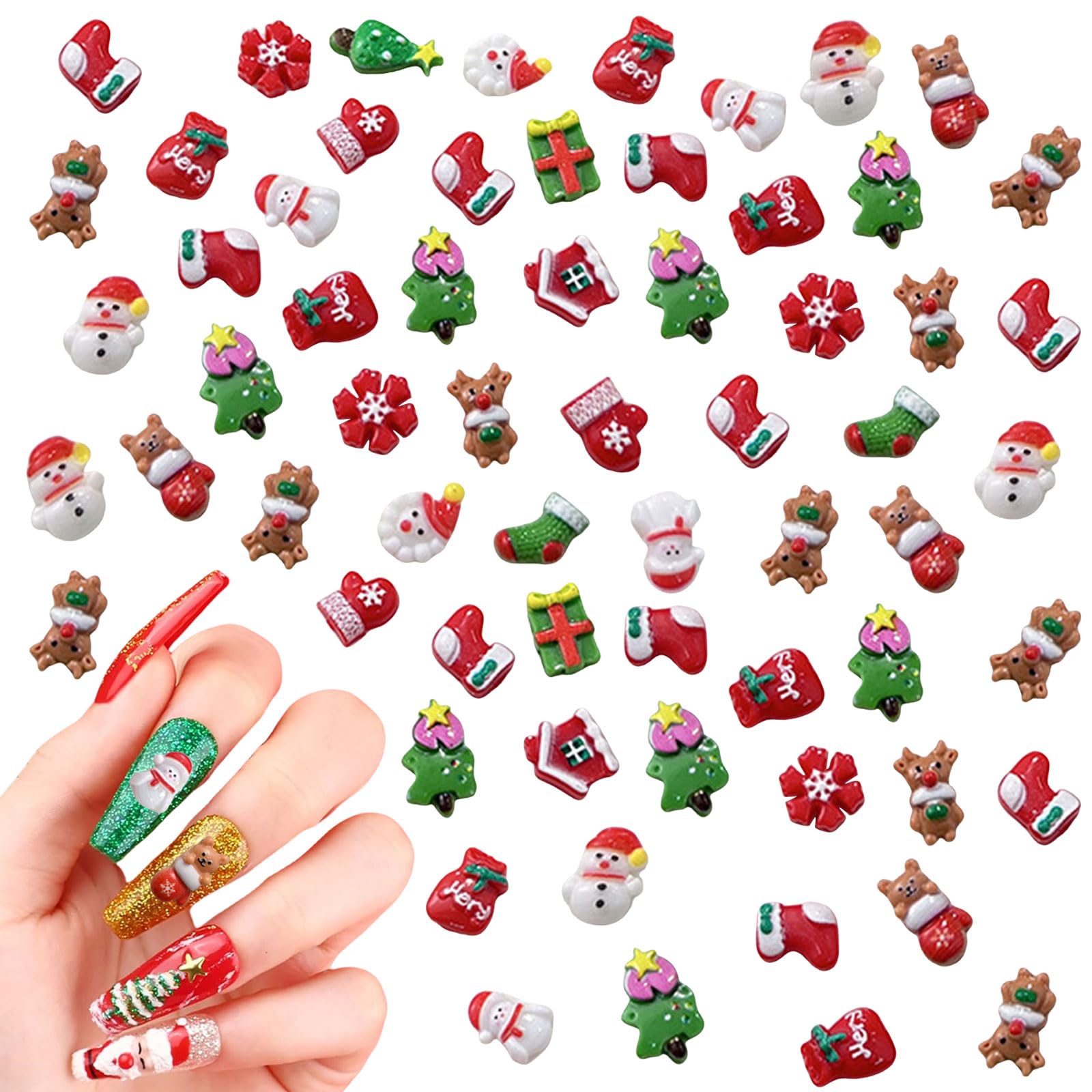 【送料無料】クリスマス ネイルパーツ 約100個入り 3D 可愛い サンタ 雪だるま クリスマスツリー トナ..