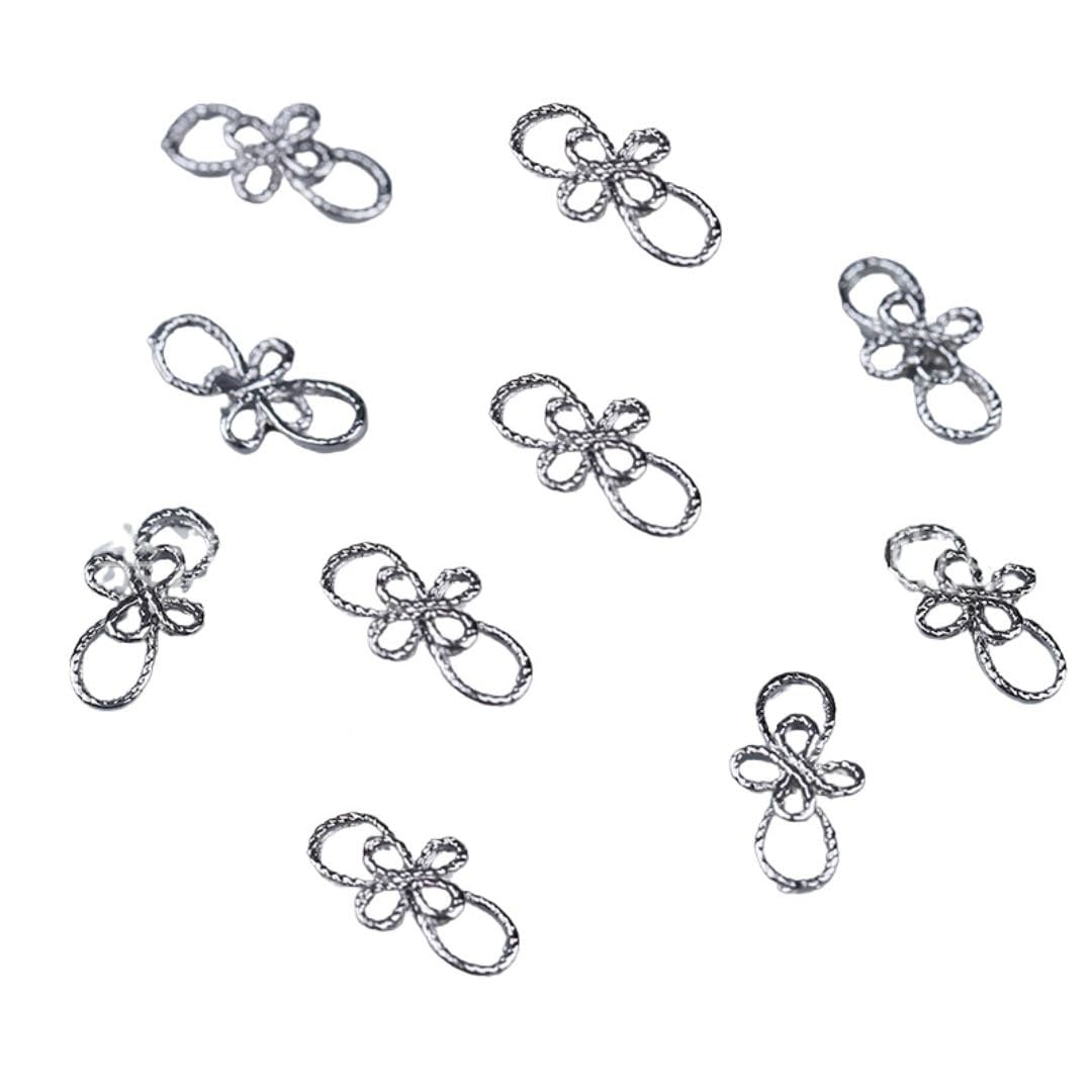 【送料無料】ネイルパーツ 水引き 和風 メタル リボンデザイン 10個セット カラー 金 銀 QT-180 色：A.銀色