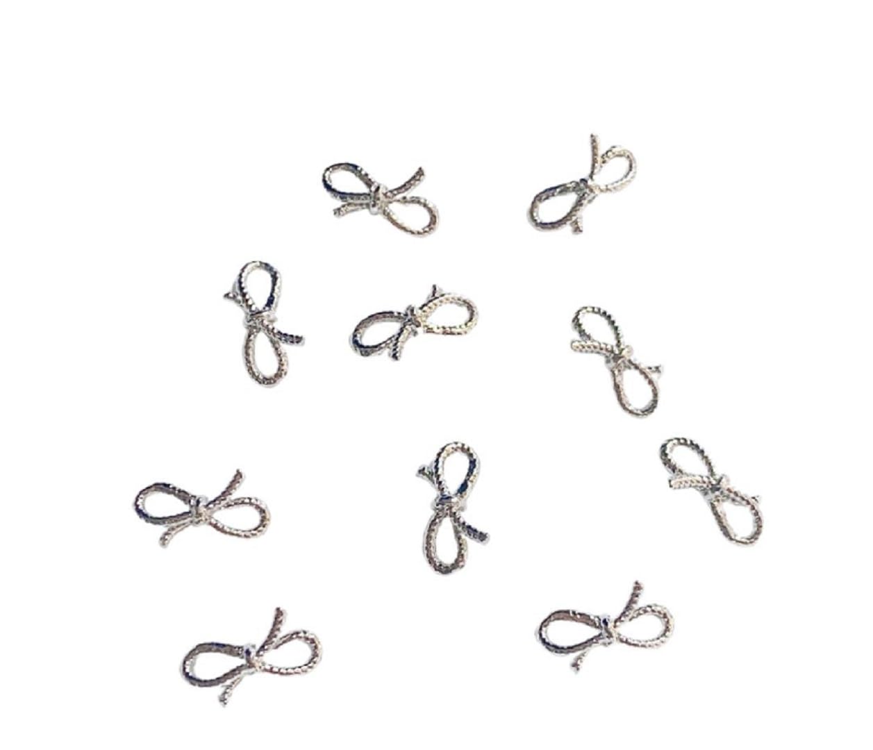 【送料無料】ネイルパーツ 水引き 和風 メタル リボンデザイン 10個セット カラー 金 銀 QT-180 色:B.銀色
