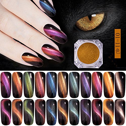 【送料無料】オーロラキャッツアイカラーパウダー カメレオン&猫の目のように効果 マグネットネイルパウダー マジック磁気グリッターダストUVジェルマニキュアネイル...
