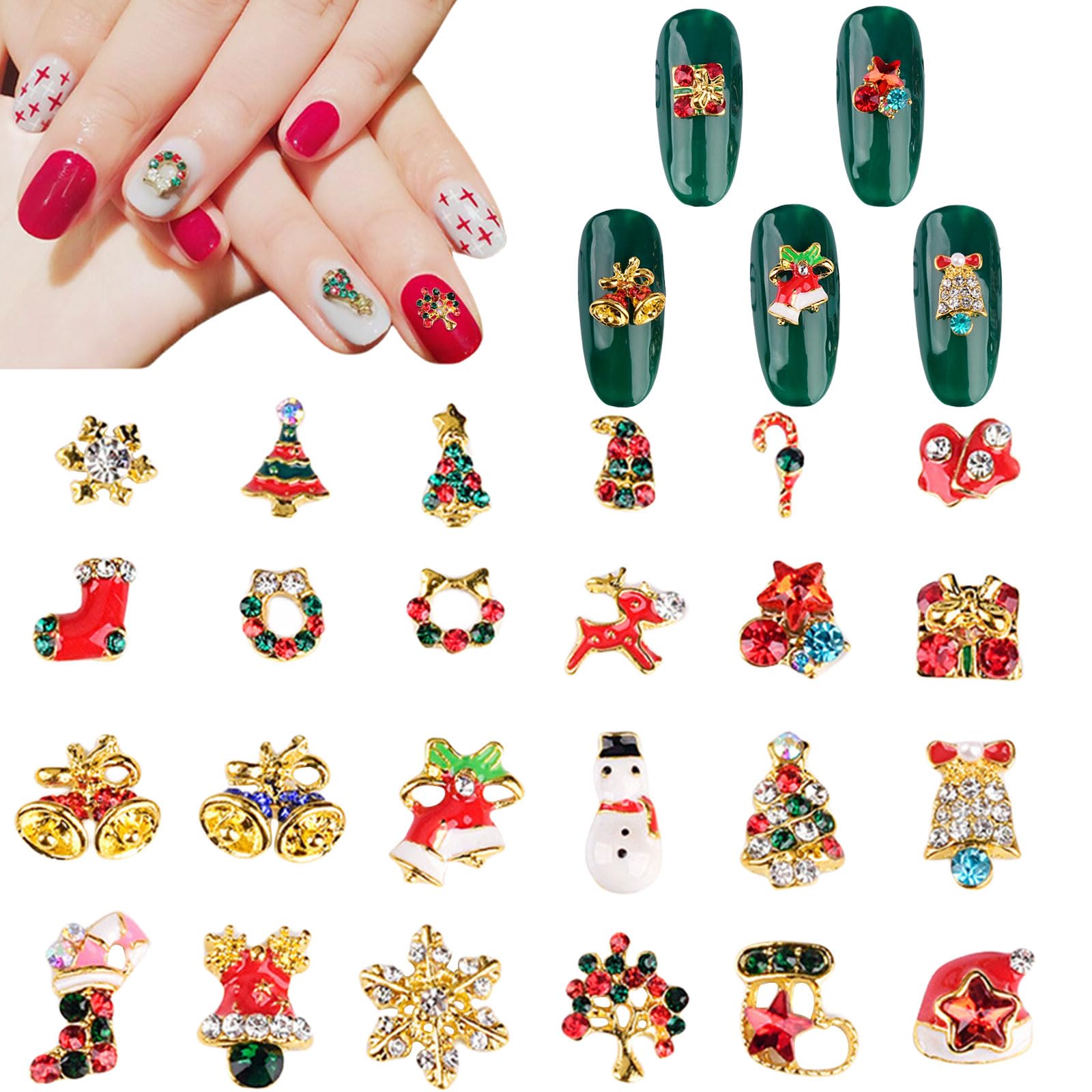 【送料無料】クリスマス ネイルパーツ 28個セット 3D 立体 ネイル メタルパーツ 可愛い サンタクロース..