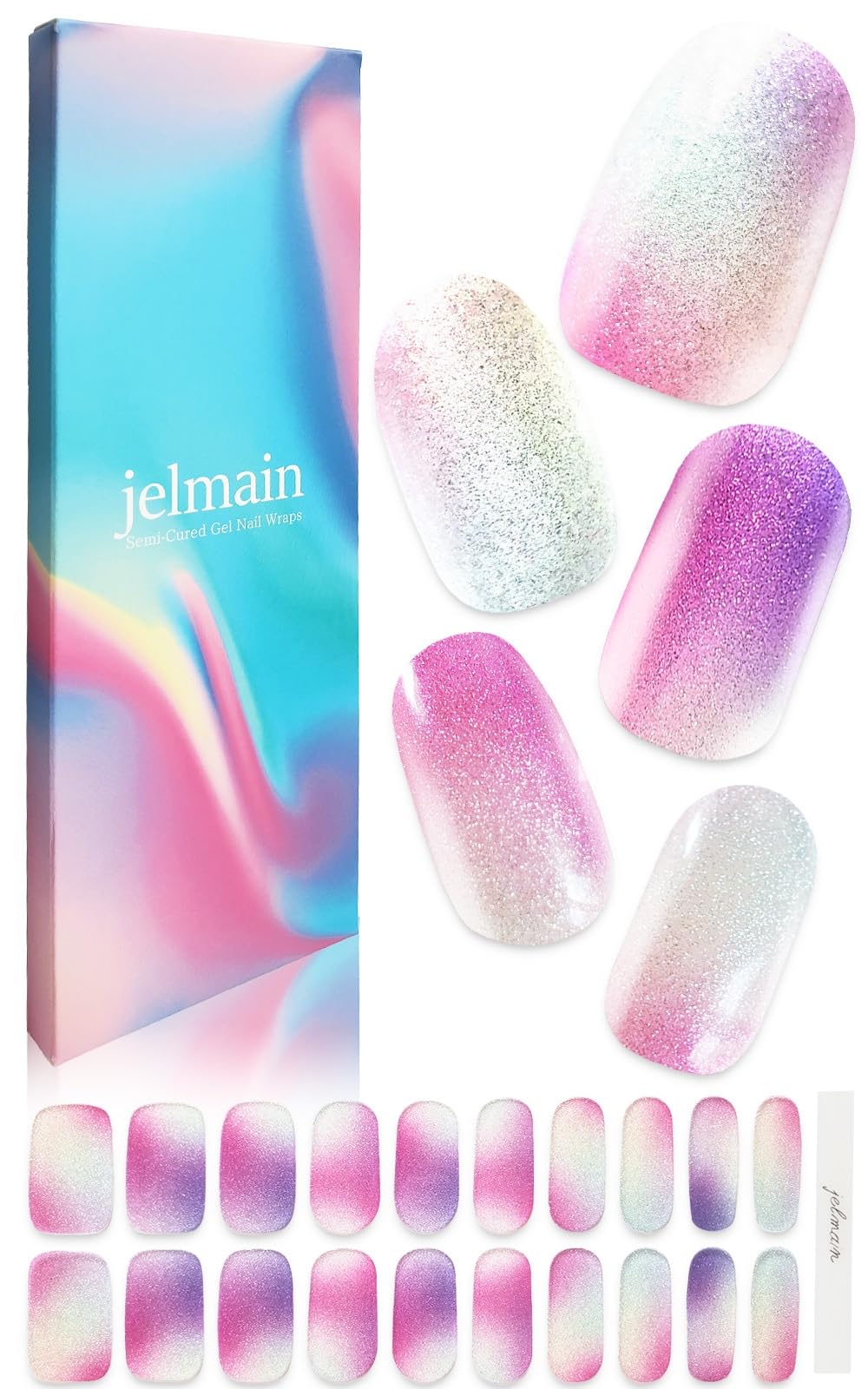 【送料無料】【1級ネイリスト推奨】ニュアンスネイル jelmain ジェルネイルシール ネイルシール 硬化タイプ ジェルネイル 貼るだけ セルフネイル ジェルマイン ピンク 紫 (マジックアワー) 色：ピンク