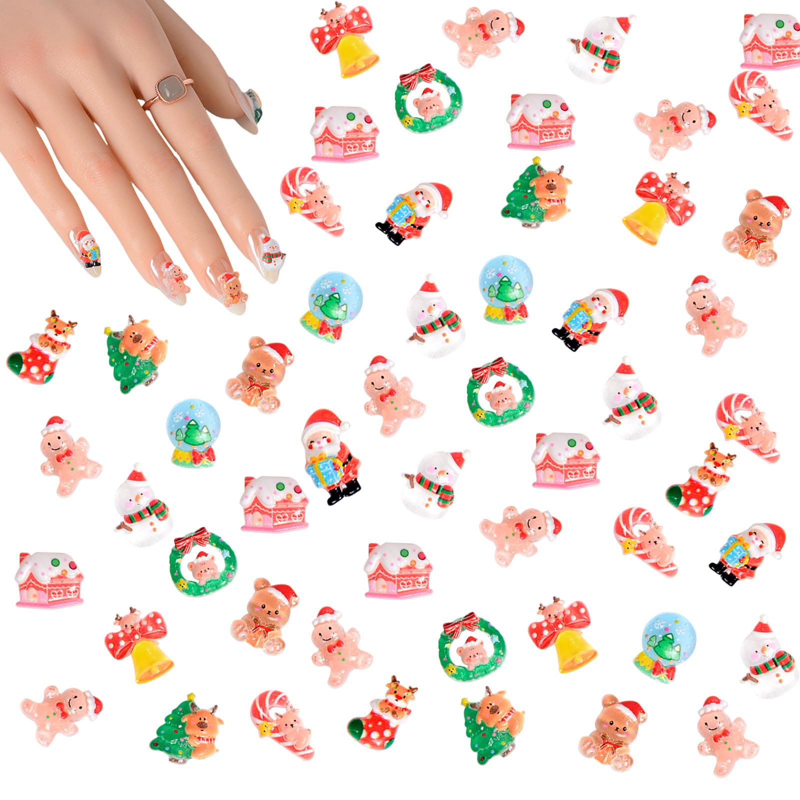 【送料無料】ネイルパーツ クリスマス 可愛い サンタ 雪だるま クリスマスツリー トナカイ ベル 3D 立..