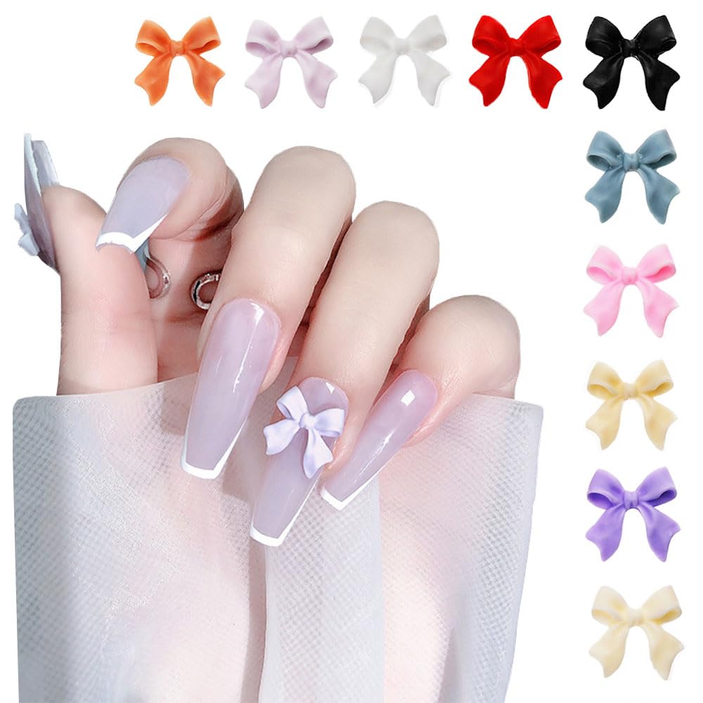 【送料無料】GLOWZEN ネイルパーツ ラインストーン 3D 立体 100個のカラフルなリボンのネイルアクセサリーで、指先の甘いスタイルを解き放ちます 色：こんしょく