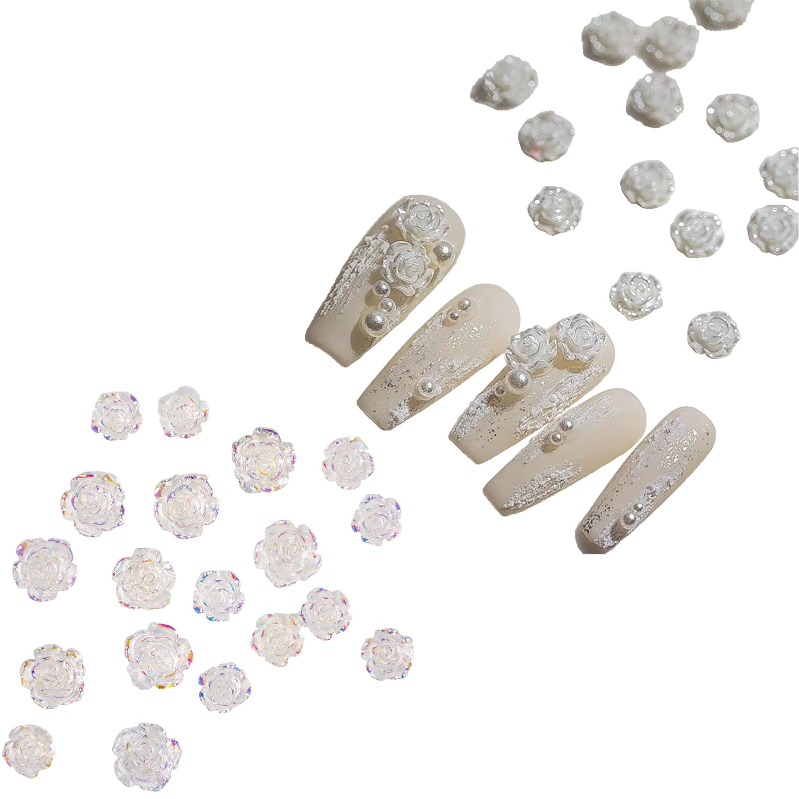 【送料無料】BaraRose ネイルパーツ ストーン レジン パーツ 3D 立体レジン椿(8mm 高透明光沢)& マカロン色蝶結び(70 個入り) 無鉛環保 ジ...