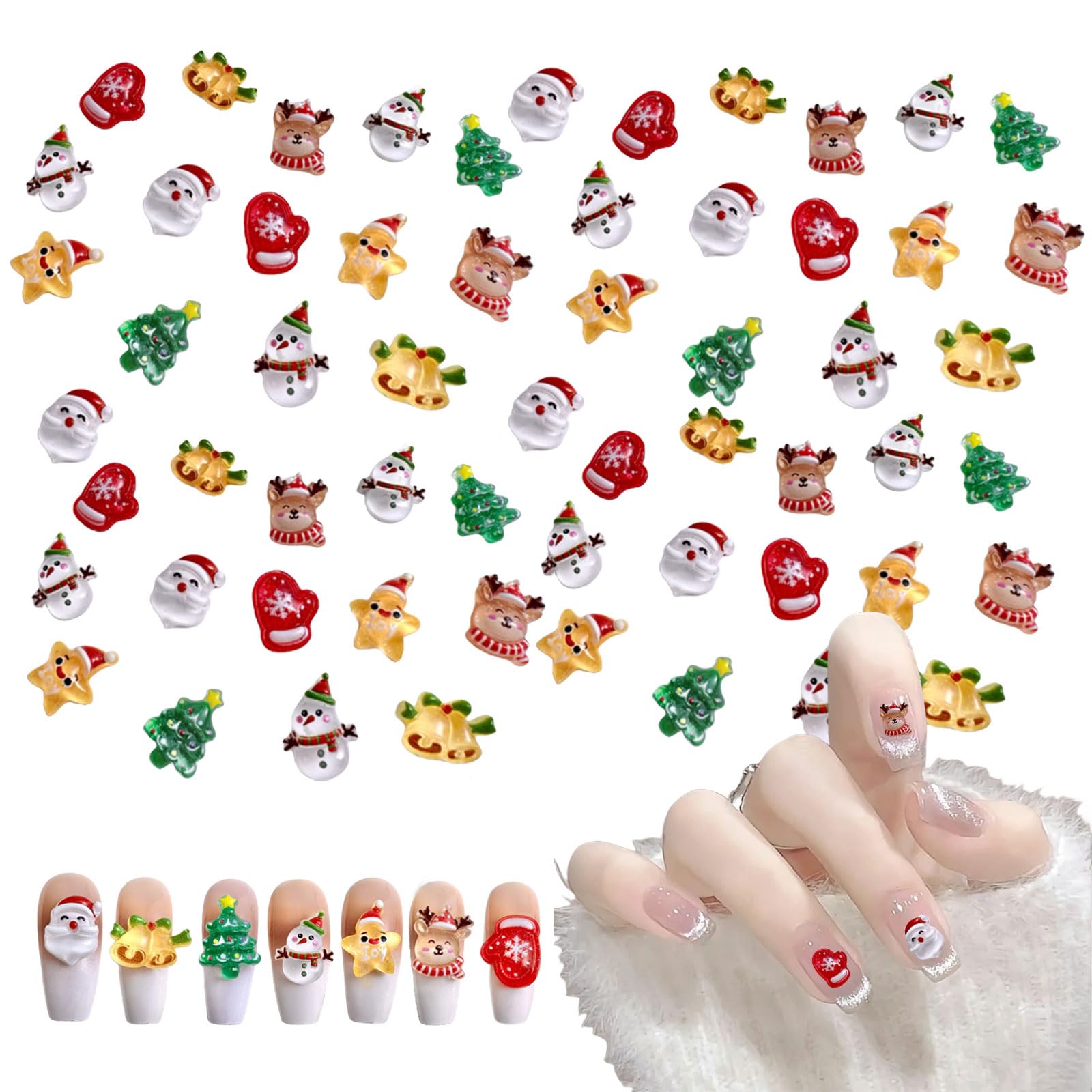 【送料無料】ネイルパーツ クリスマス 100個セット 3D 立体 可愛い 雪だるま サンタ クリスマスツリー ..