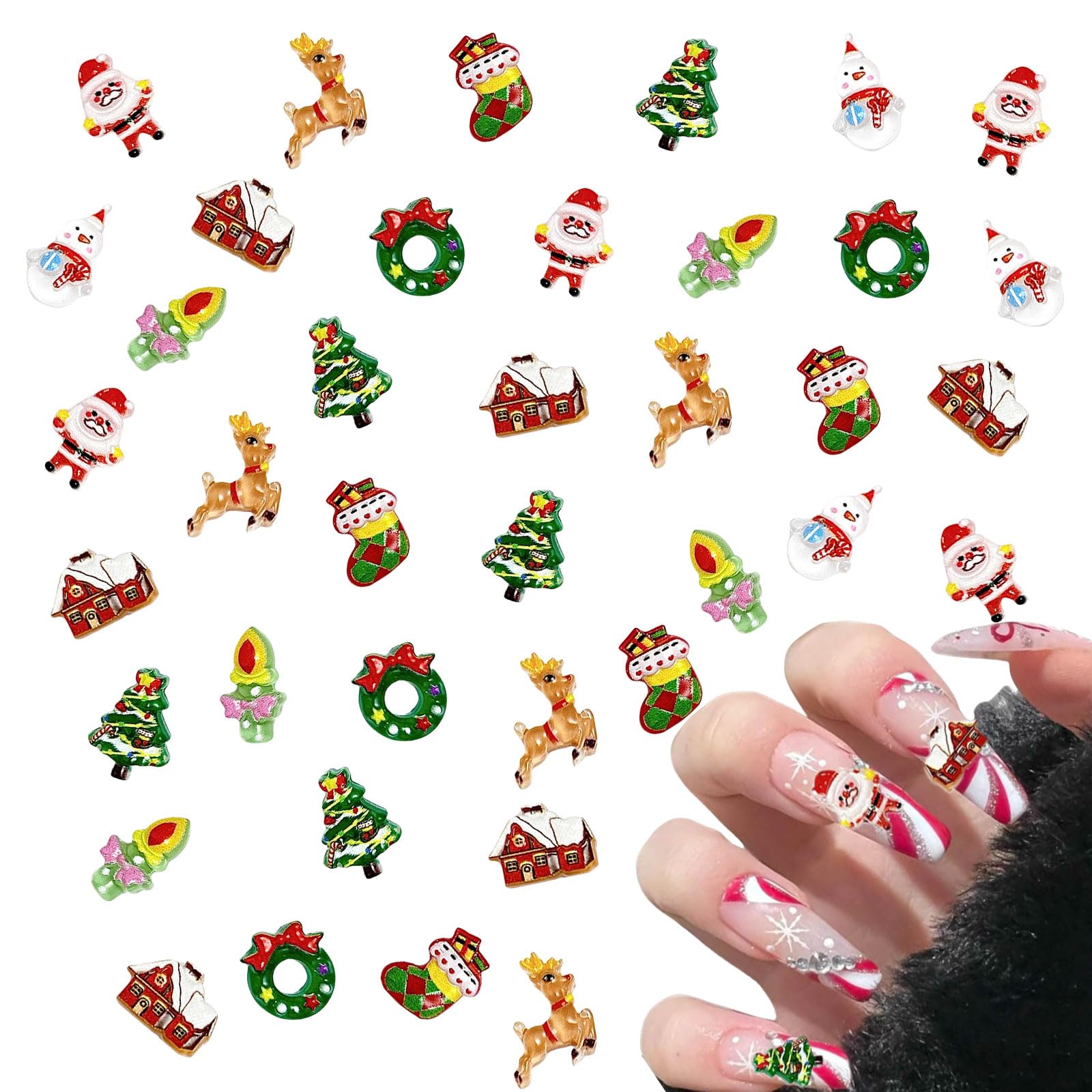 【送料無料】ネイルパーツ クリスマス 100個セット 3D 立体 可愛い 雪だるま サンタ クリスマスツリー ..