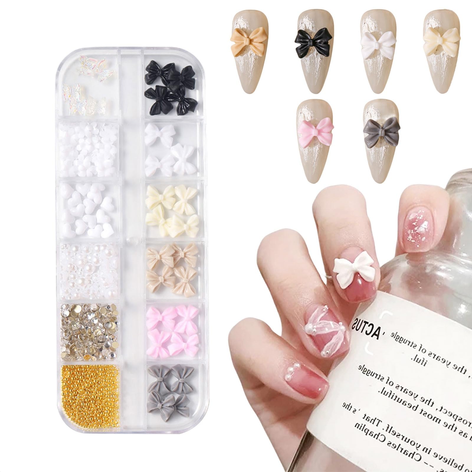 【送料無料】ネイルパーツ 3D立体 可愛い リボン 蝶 ハート パール リベット カラフル レジン用 ジェル..