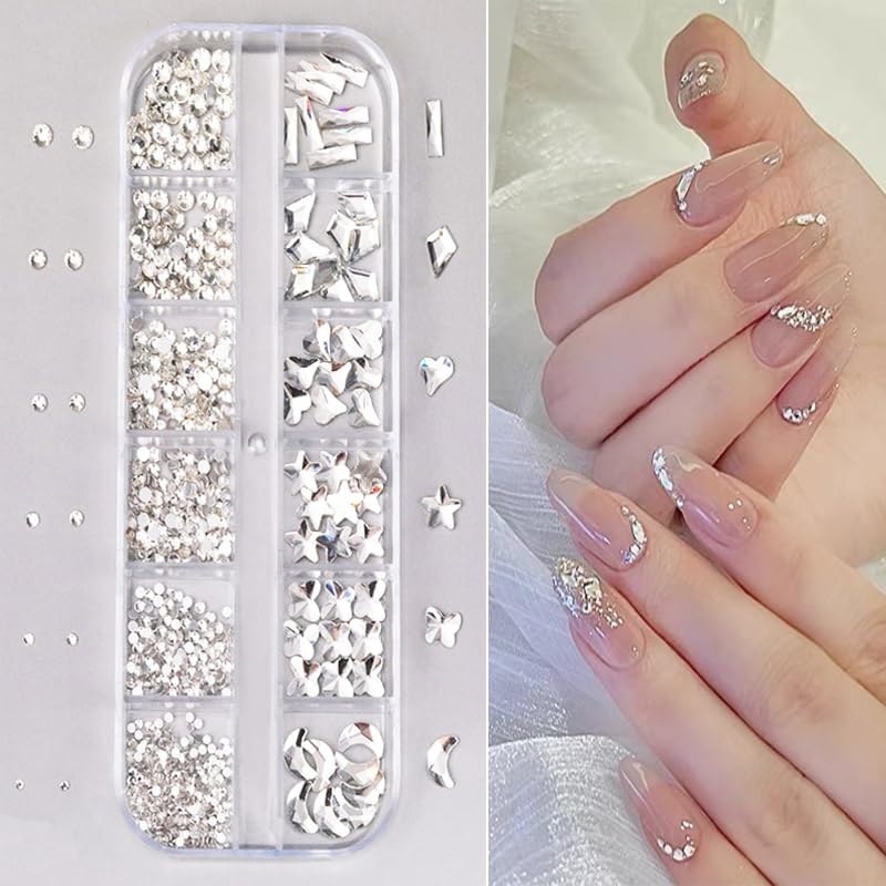 【送料無料】CQJSYL ラインストーン ネイルラインストーン 3D ネイルデコレーション ハート形ひし形 長方形 丸い形 混入ネイルアートパーツ ハンドメイド...