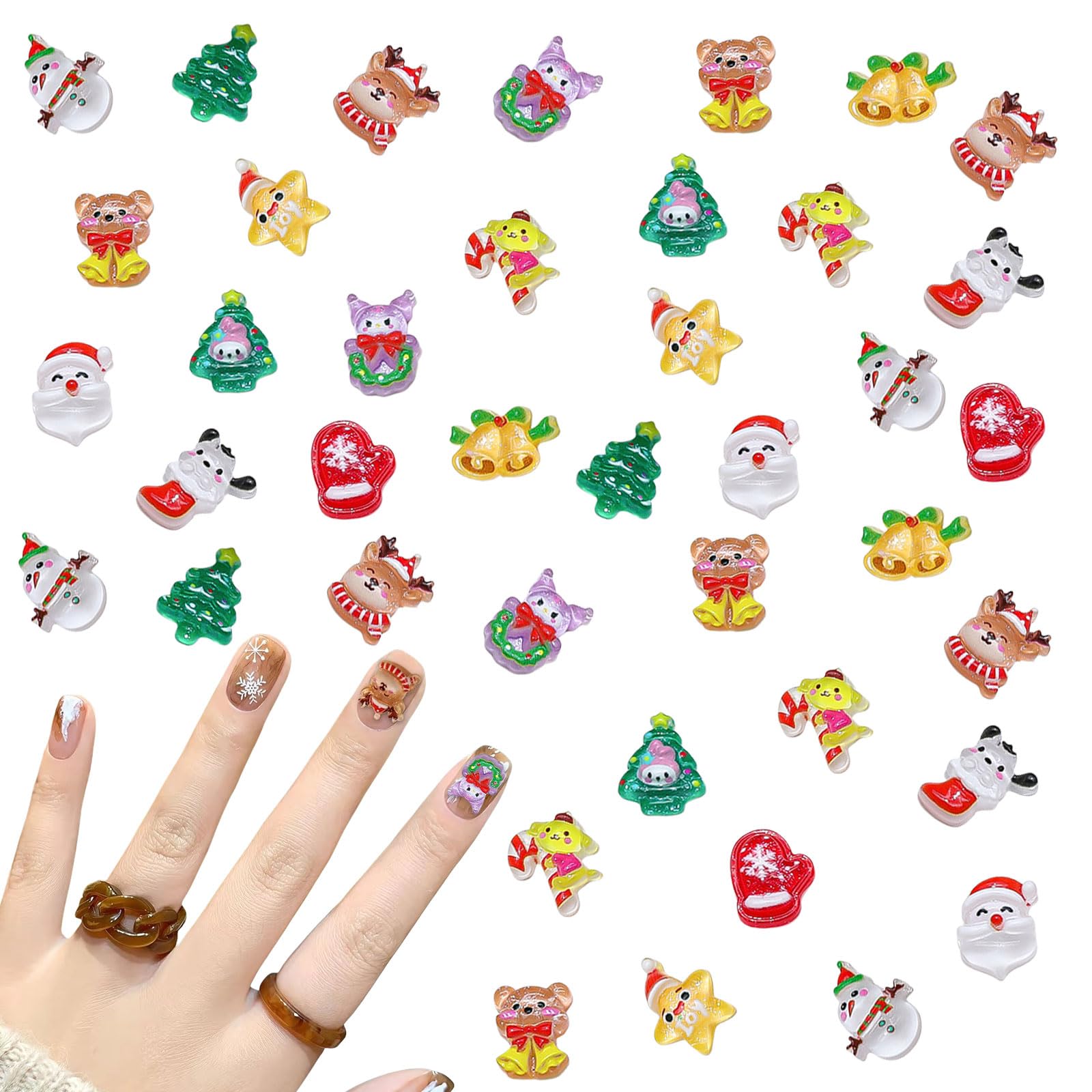 【送料無料】クリスマス ネイルパーツ 100個セット 3d 立体 クリスマスツリー 雪だるま サンタ トナカ..