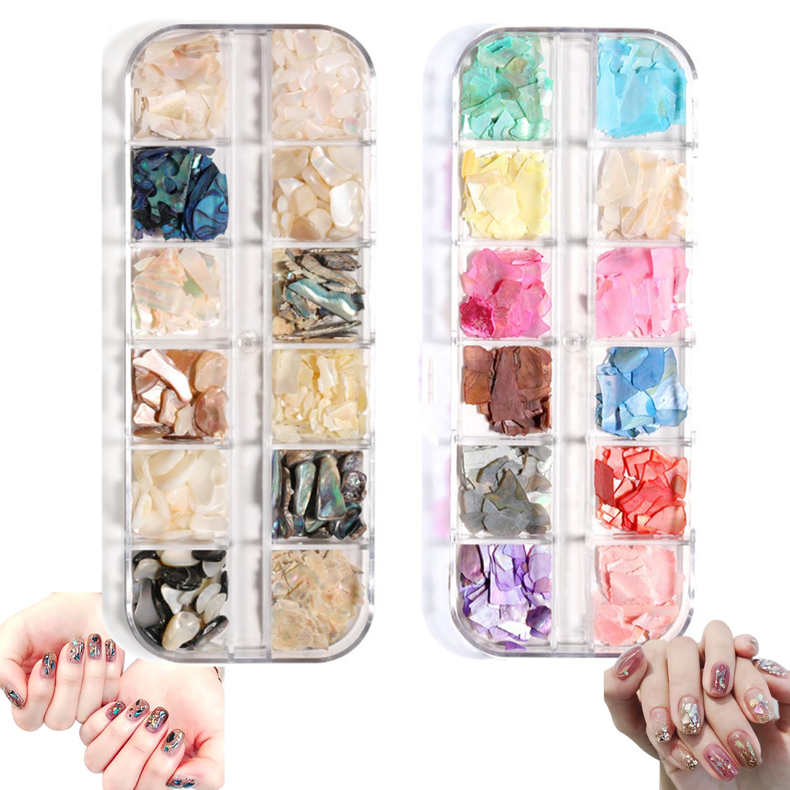 【送料無料】FineGood ネイルパーツ(24色) 天然 シェル フレークシェル ネイル石パーツ 貝 ネイル貝殻風 偏光色 アワビ貝殻 シェルパーツ シェル ...