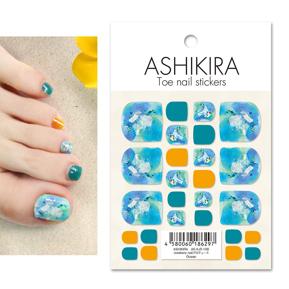 【送料無料】【ASHIKIRA】フットネイルシール [cranberry nailデザイン Ocean] 足の爪 貼るだけマニキ..
