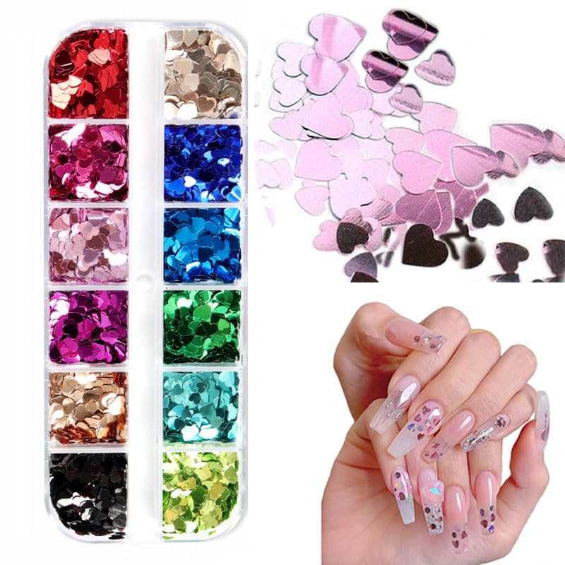 【送料無料】ネイルパーツ ネイルグリッター （12カラー） グリッターハート ネイル ハート スパンコー..