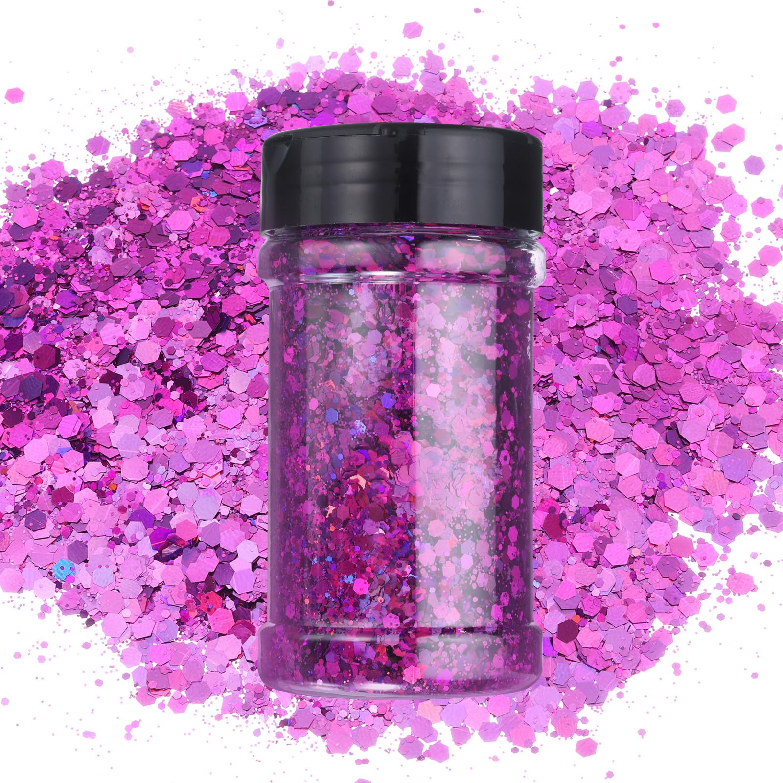 【送料無料】uxcell ホログラフィックの分厚いグリッター 3.5oz/100g レー ザーパープルホログラフィッ..