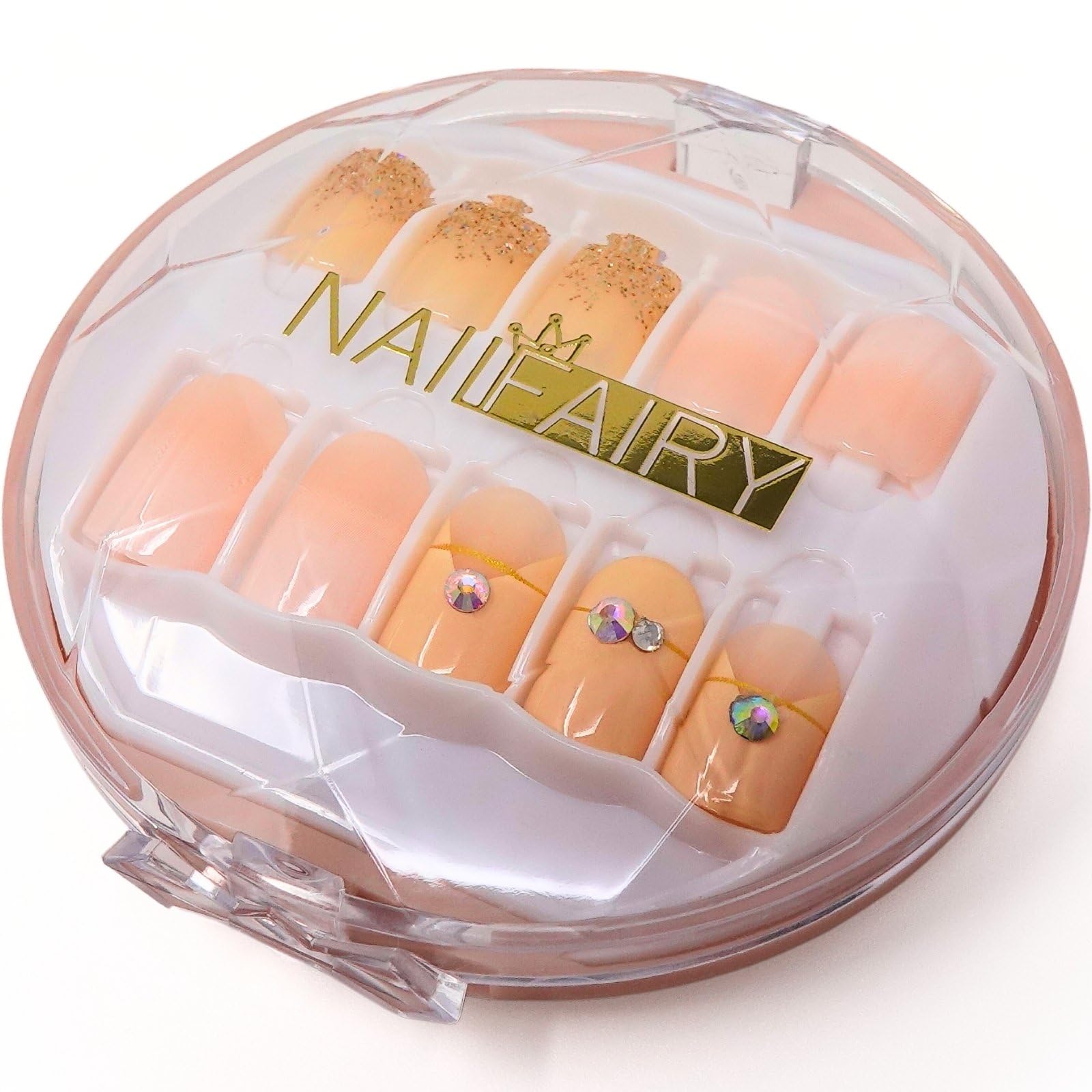 【送料無料】COLORBIRD ネイルチップ ショート ネイル 付け爪 チップ 短め 可愛い NAILFAIRY 色：ベージュ ゴールド、サイズ：ショート