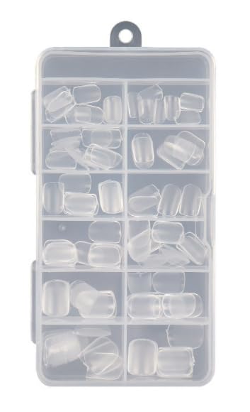 【送料無料】ネイルチップ 小さい爪用 ショート 12サイズ 120枚入り 小学生 大容量 ネイルチップ収納ケース付き 透明 プラスチック製 ncip12 色：透明、サイズ：ショートサイズ