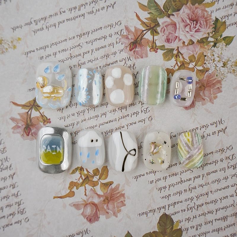 【送料無料】【恋鯉 NAIL】手作り3Dネイルチップ ｜犬 イヌ ワンちゃん｜ショート｜10枚入り｜つけ爪・..