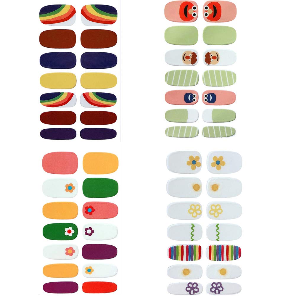 【送料無料】ネイルステッカー貼 ネイルチップ スマイリー 苺 レインボー 小さなヒナギク可愛い 人気 おしゃれな上級ネイルシール ネイルステッカー（4枚） 色：カラフルな