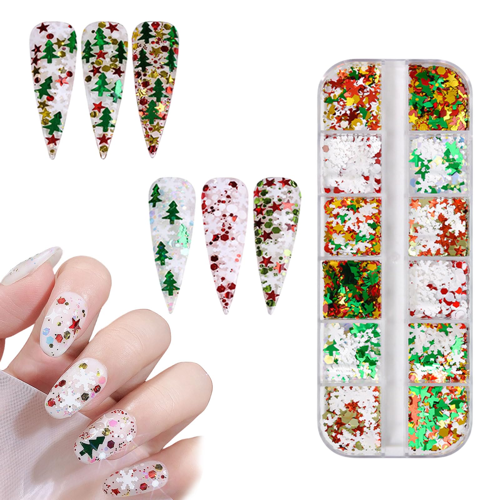 【送料無料】ネイル ホログラム 1ケース入り クリスマス ホログラム 六角形 星 クリスマスツリー 雪の..