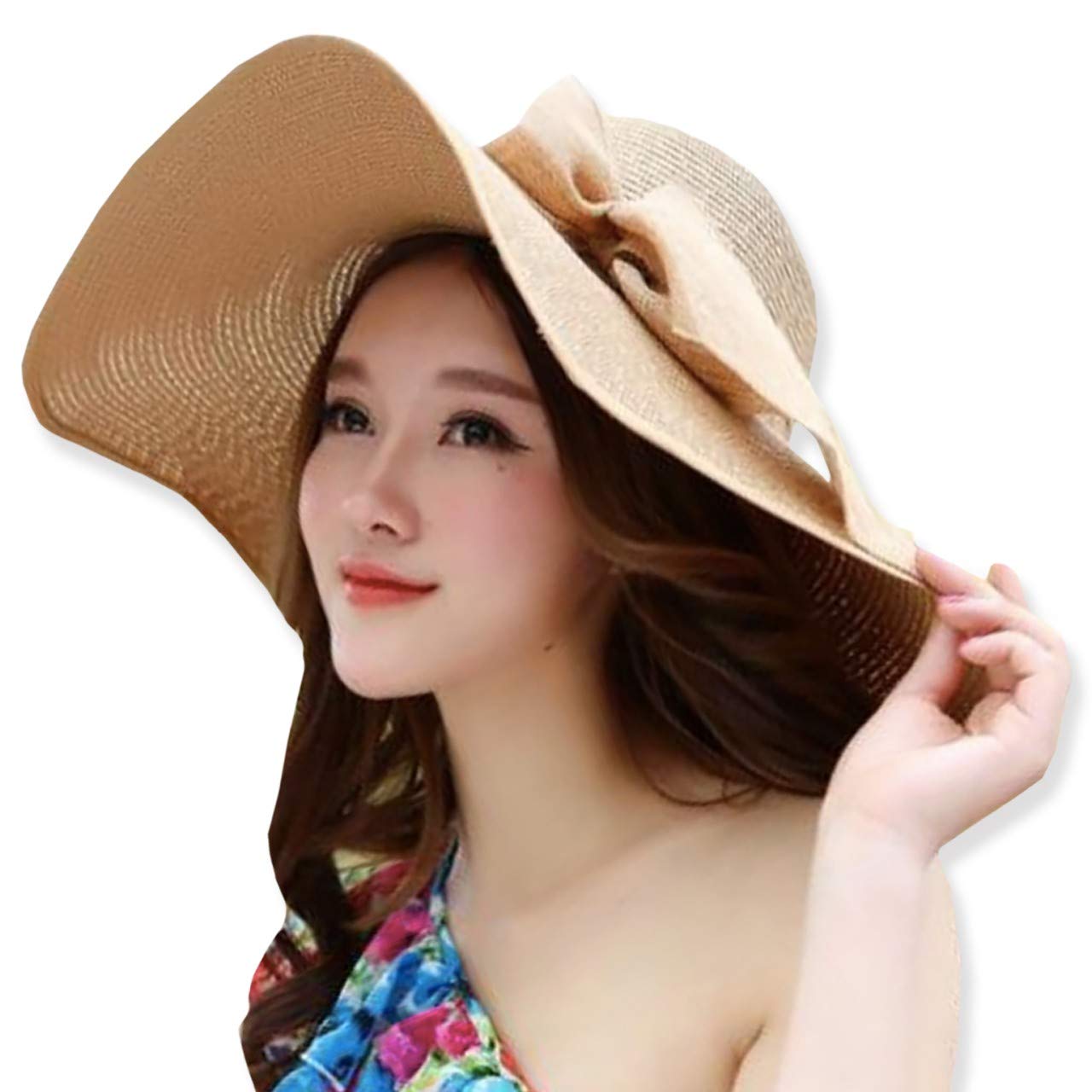 【送料無料】WHITE FANG(ホワイトファング) 麦わら 帽子 ハット セレブ 折りたたみ つば広 紫外線 UV 日よけ レディース CA127 色：03:ベージュ、サイズ：サイズ