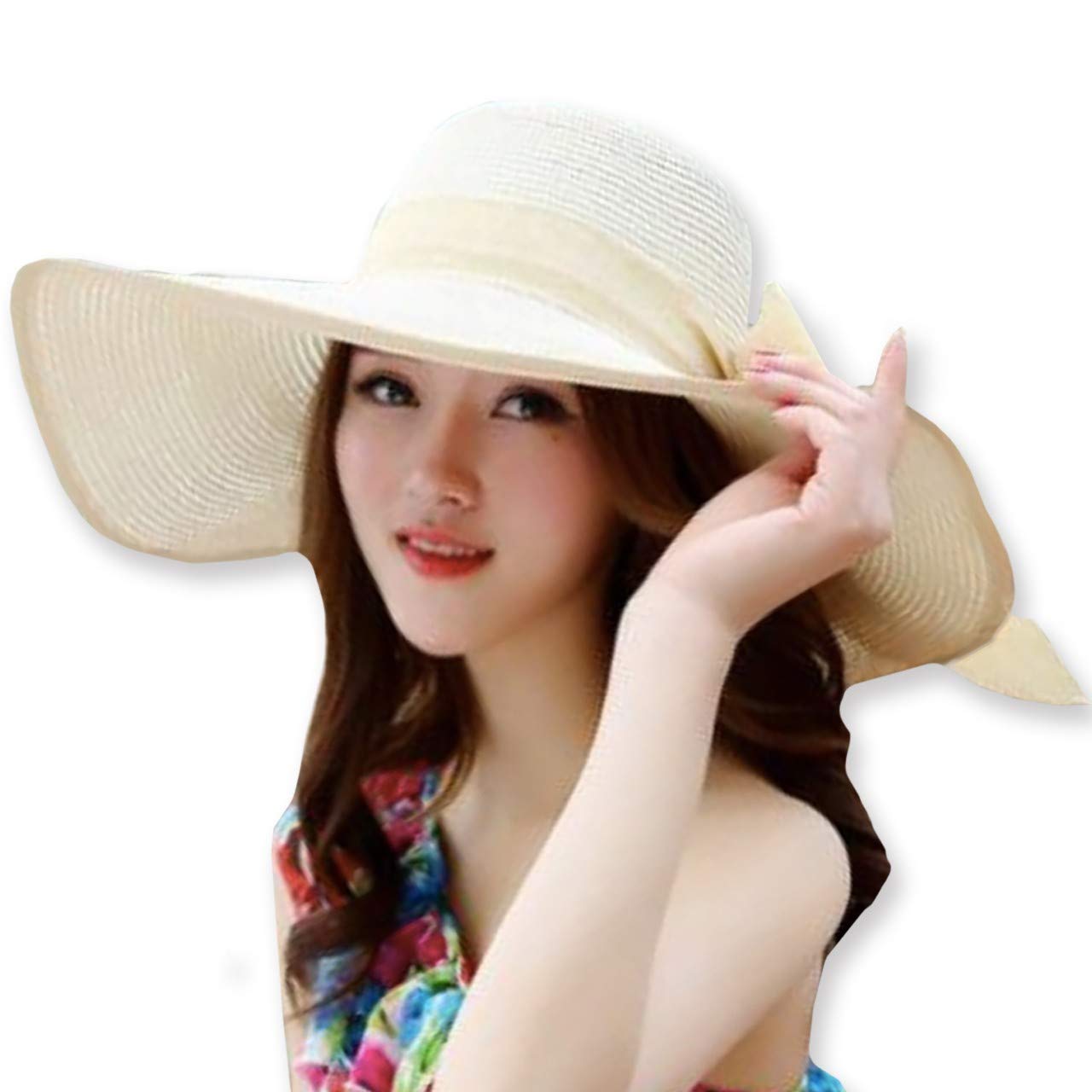 【送料無料】WHITE FANG(ホワイトファング) 麦わら 帽子 ハット セレブ 折りたたみ つば広 紫外線 UV 日よけ レディース CA127 色：02:オフホワイト、サイズ：サイズ